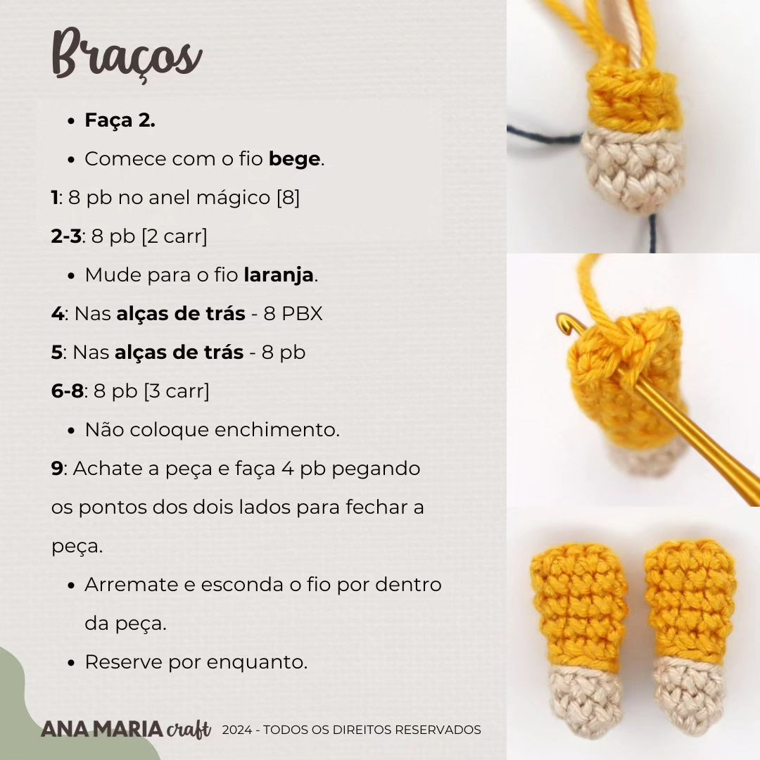 Padrão de crochet para uma boneca de óculos e cabelo castanho.