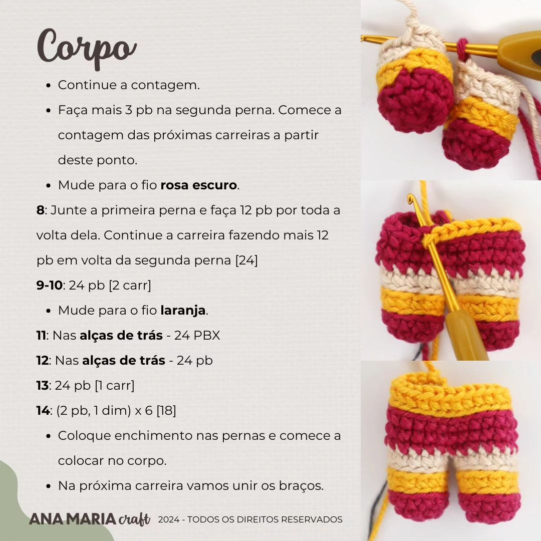 Padrão de crochet para uma boneca de óculos e cabelo castanho.