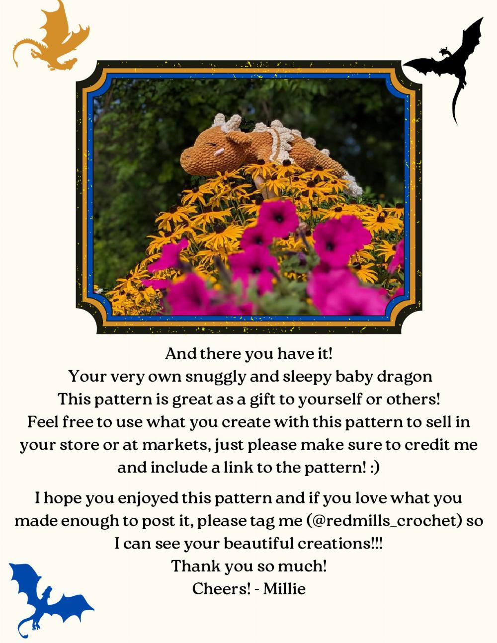 Sleeping Baby Dragon Pattern