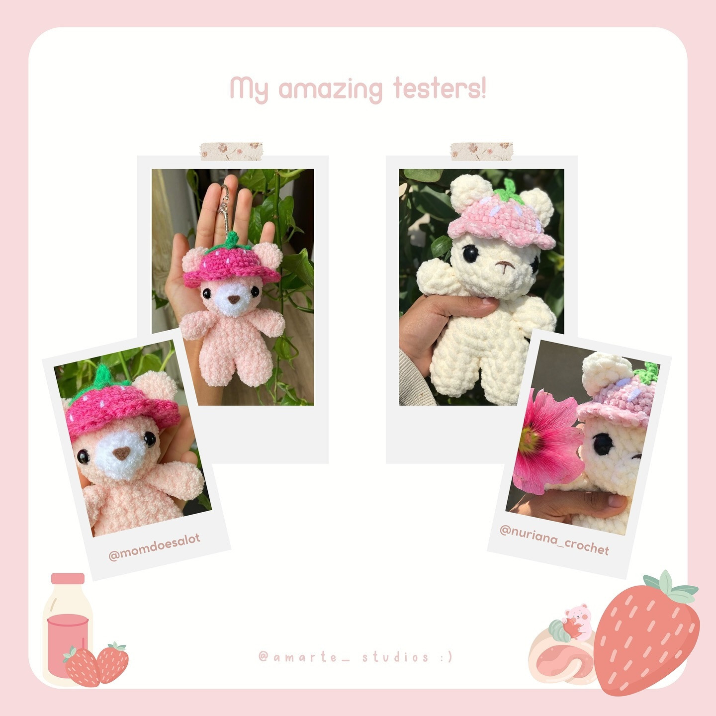 🍓 Strawberry Bear | FREE PATTERN 🧸