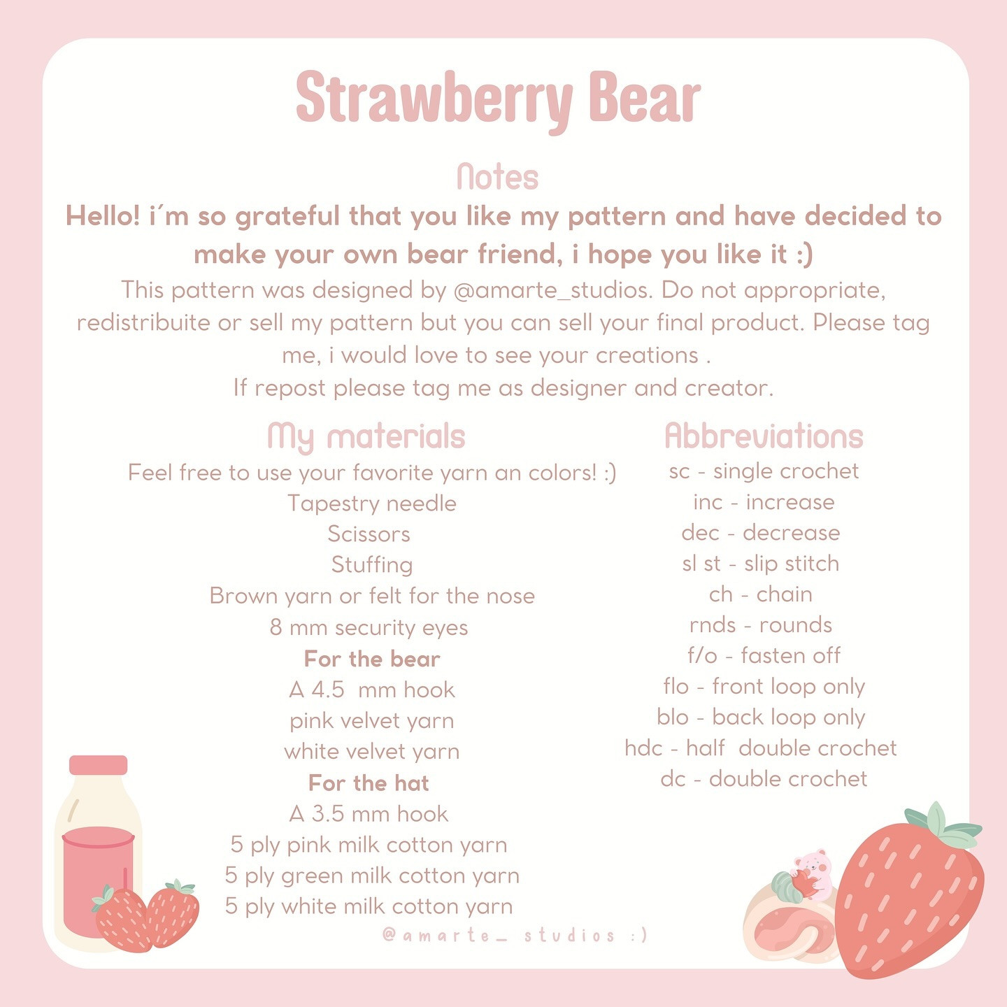 🍓 Strawberry Bear | FREE PATTERN 🧸