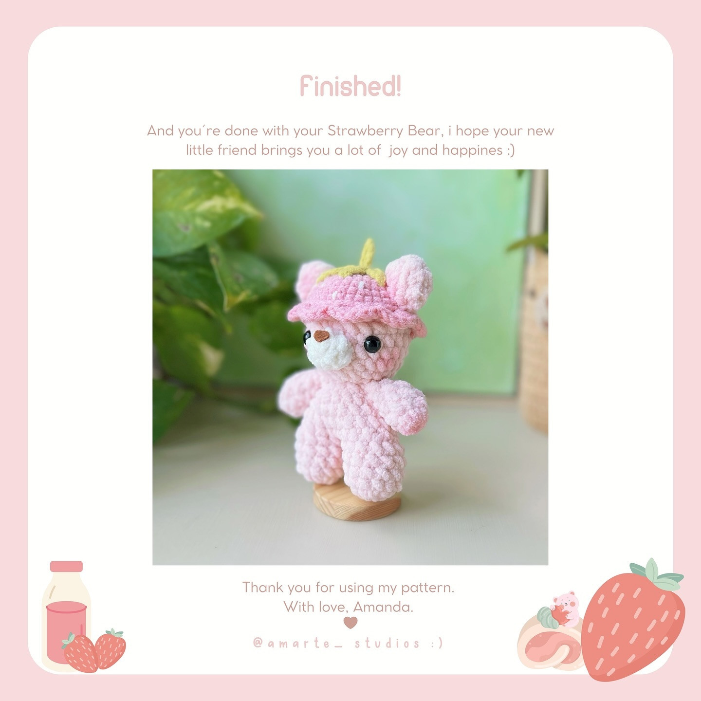 🍓 Strawberry Bear | FREE PATTERN 🧸