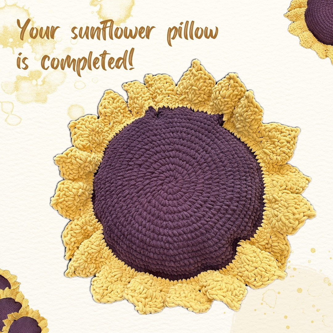 🌻 SUNFLOWER PILLOW FREE PATTERN 🌻