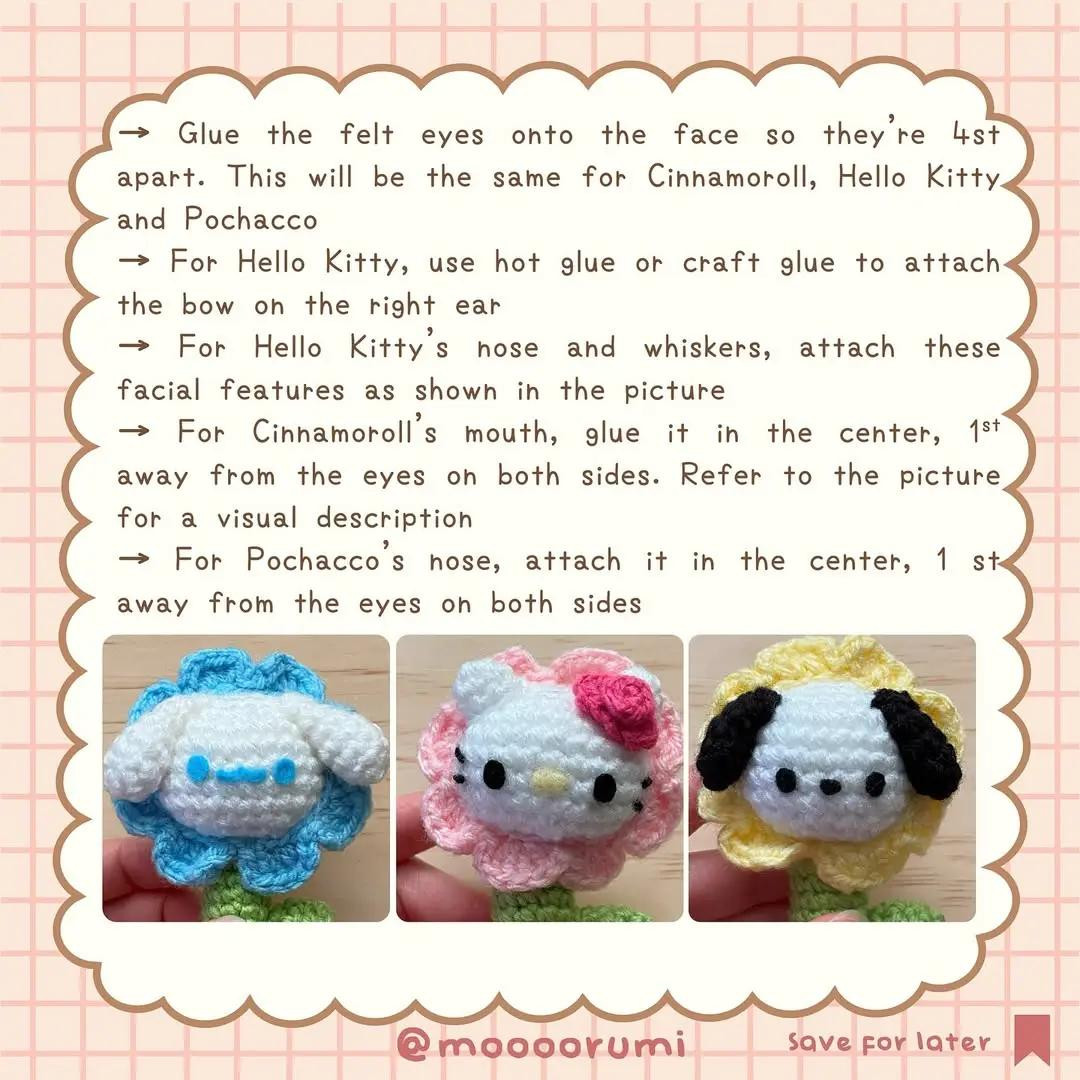 3 in 1 sanrio the meo flowers free pattern