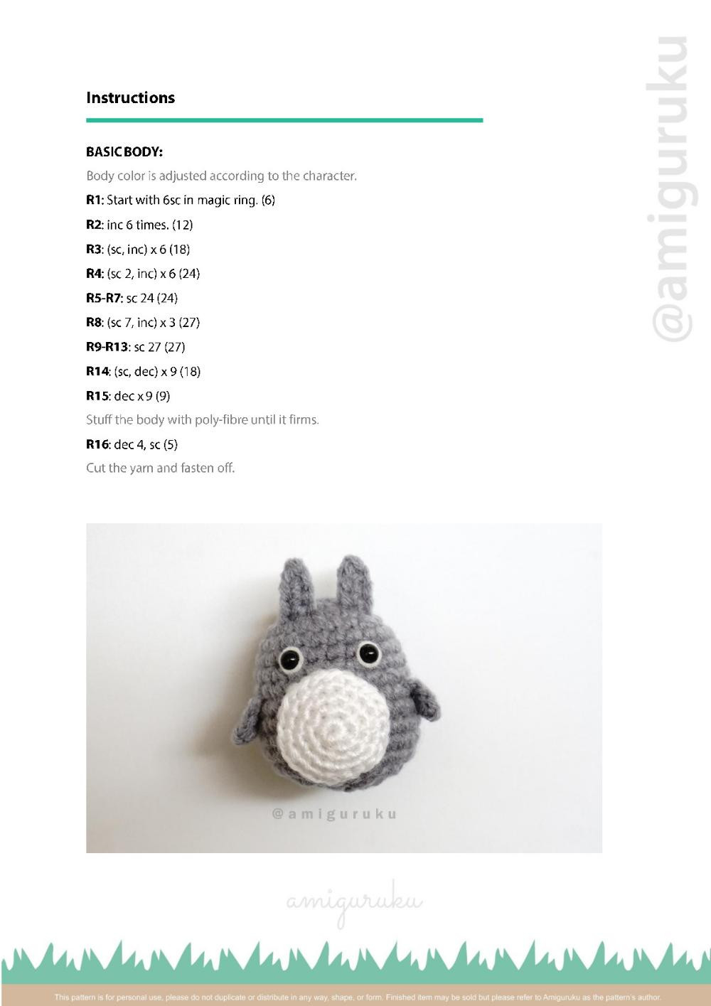 amigurumi pattern of Amiballs 4 in 1