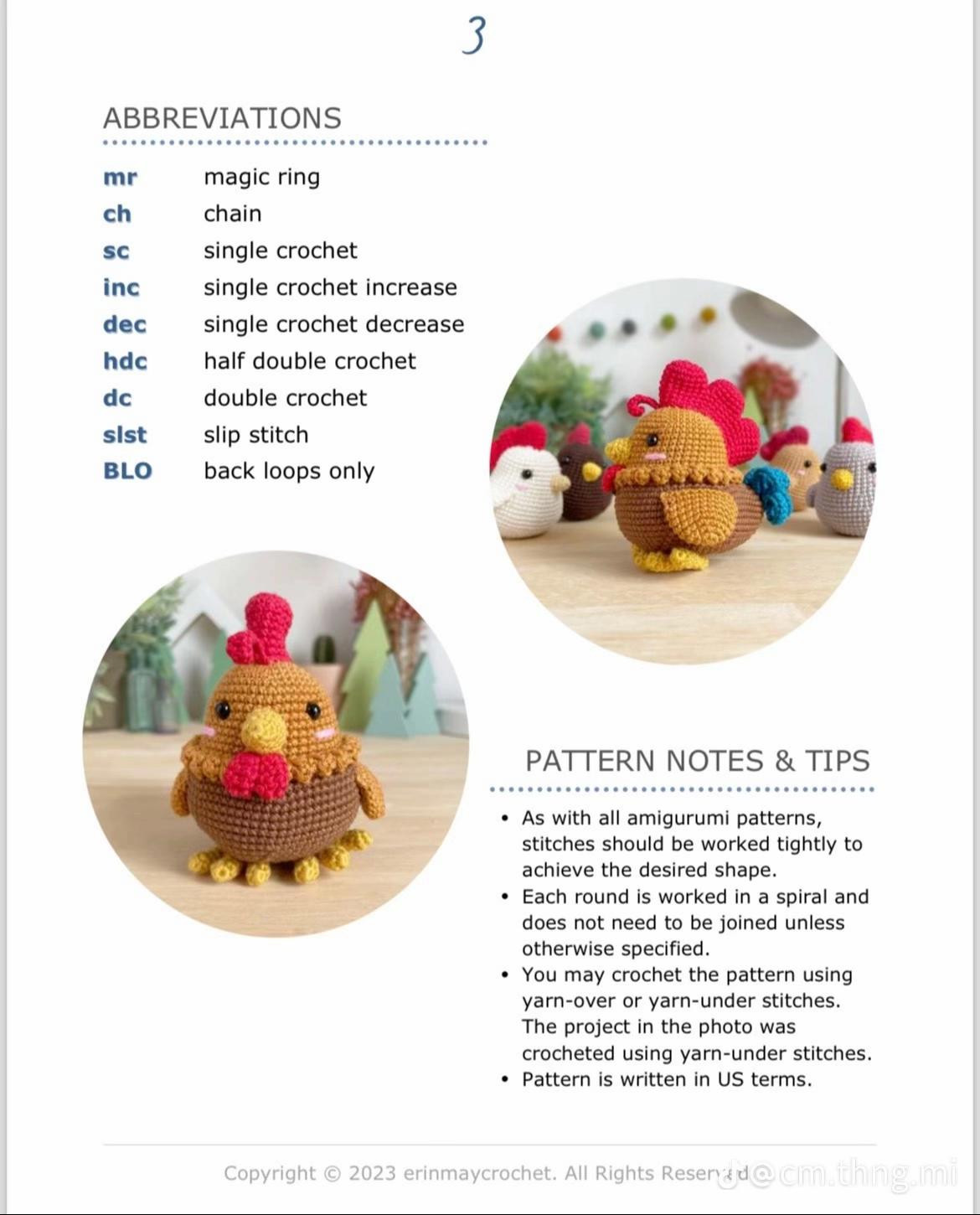 andre the rooster crochet pattern