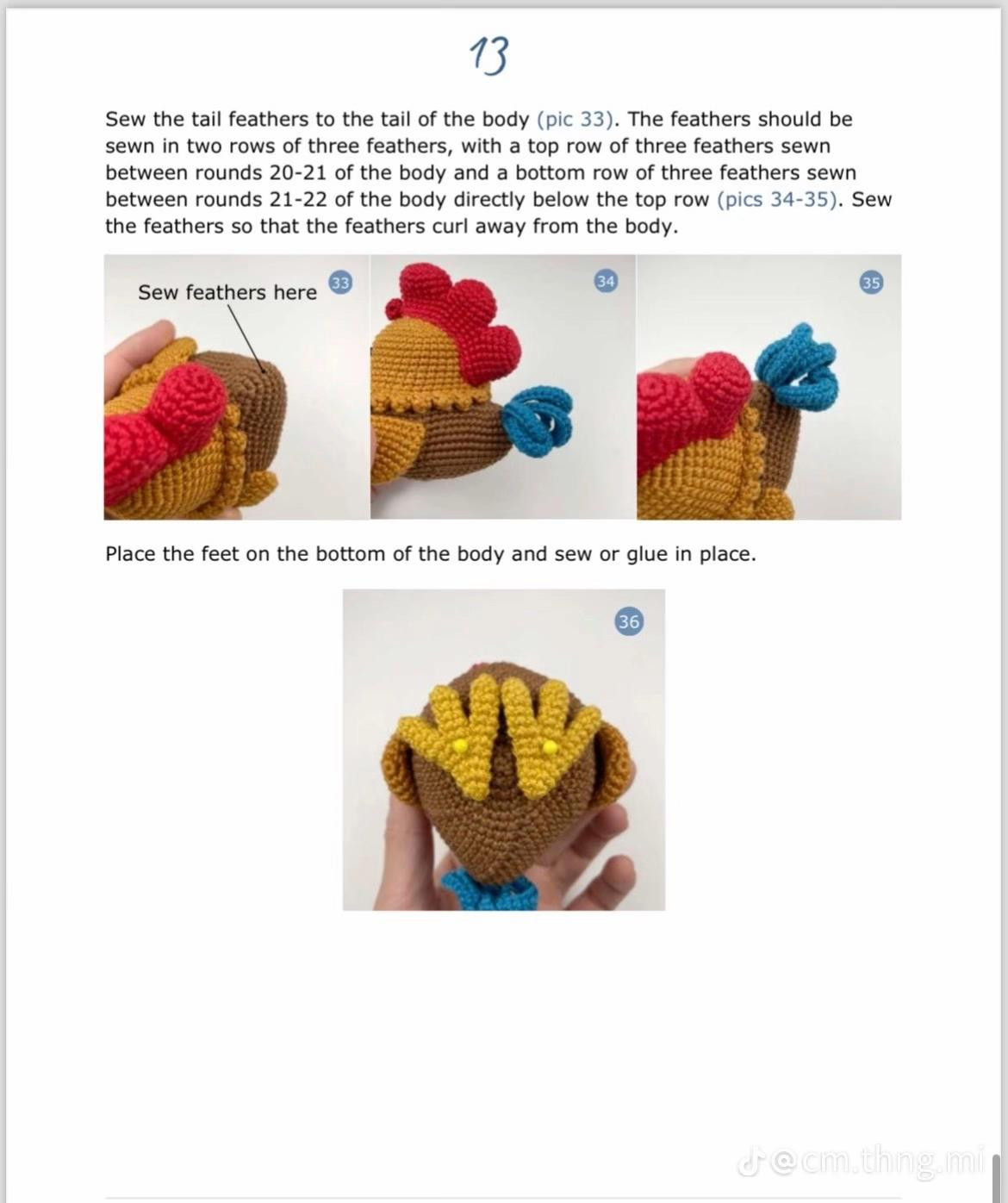 andre the rooster crochet pattern