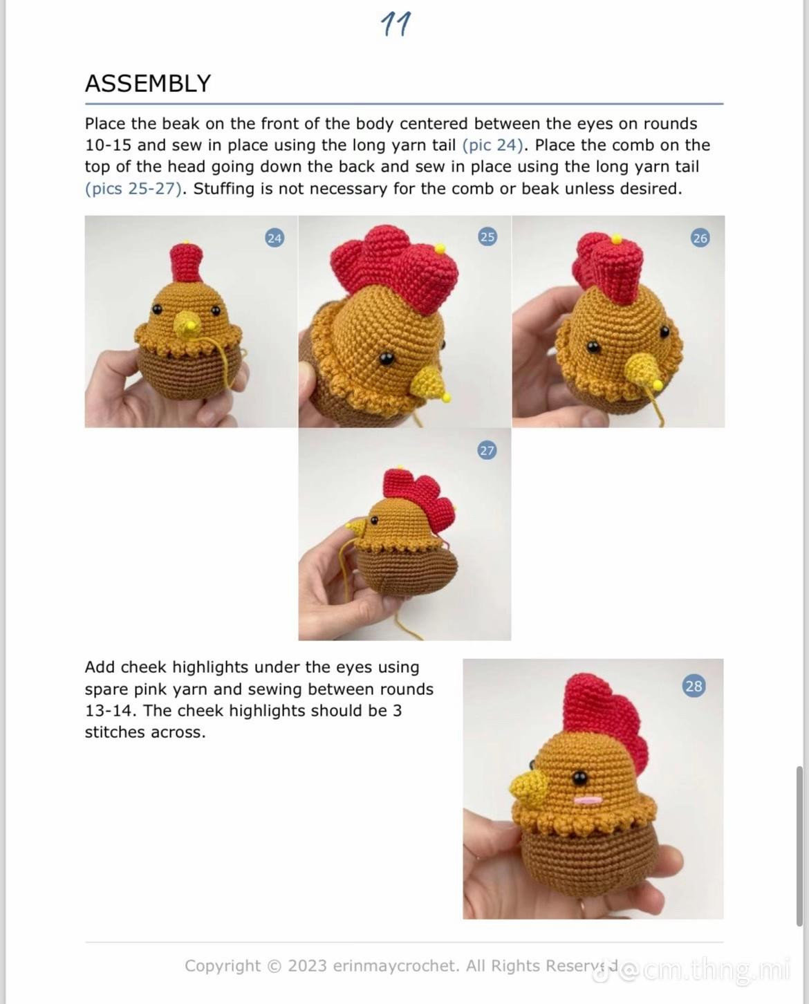 andre the rooster crochet pattern