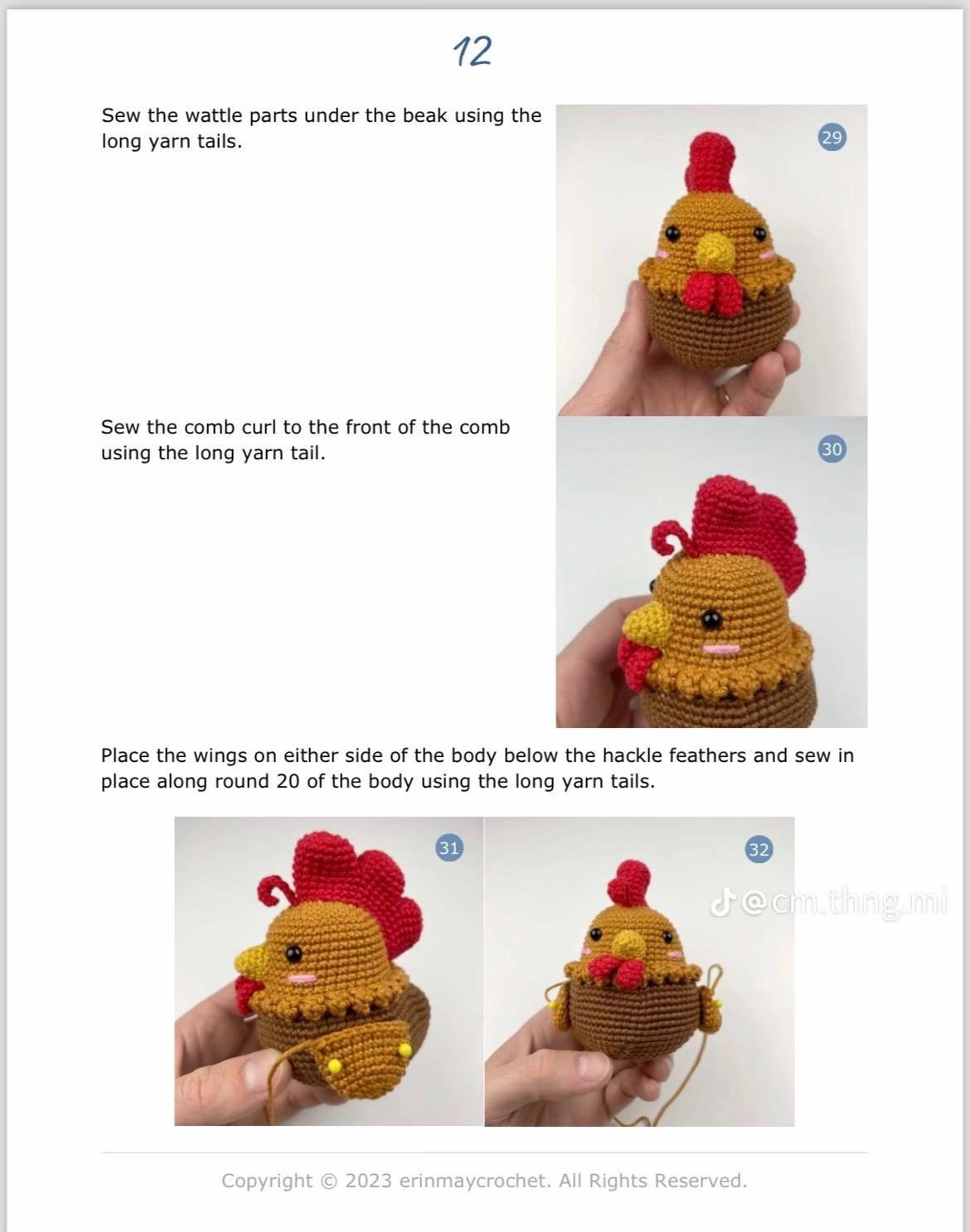 andre the rooster crochet pattern