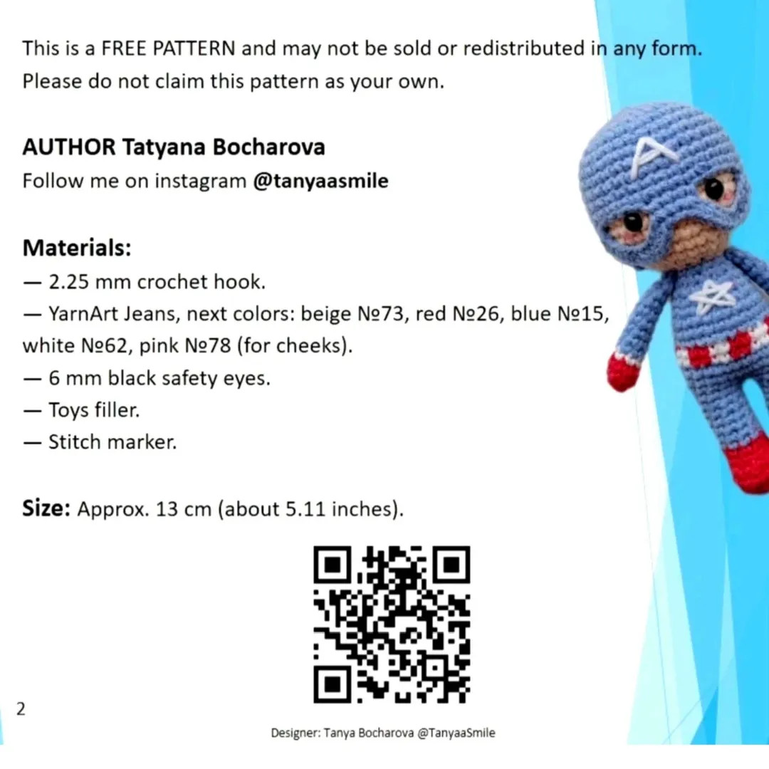 captain america free pattern