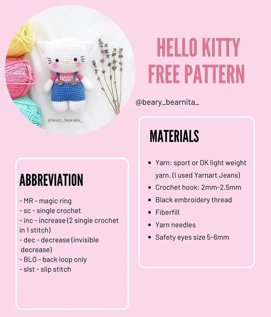 chart móc hello kitty free pattern