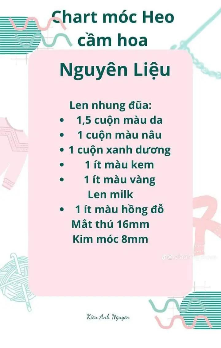 chart móc heo cầm hoa