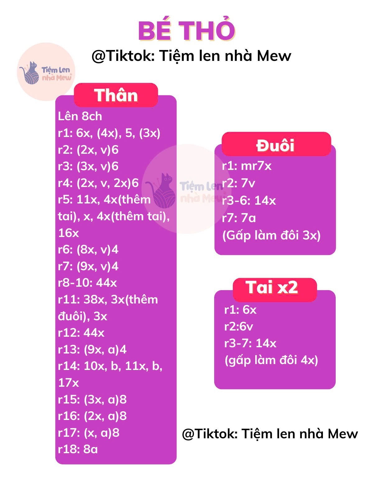 Chart móc len bé thỏ Chart móc bé thỏ