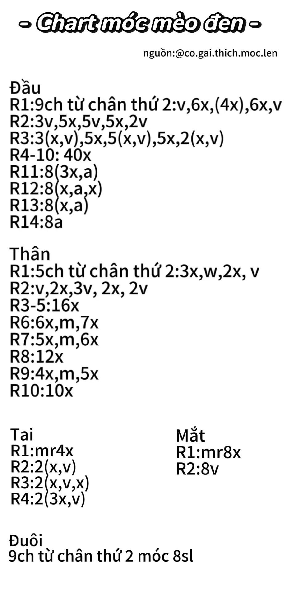 Chart móc len mèo đen