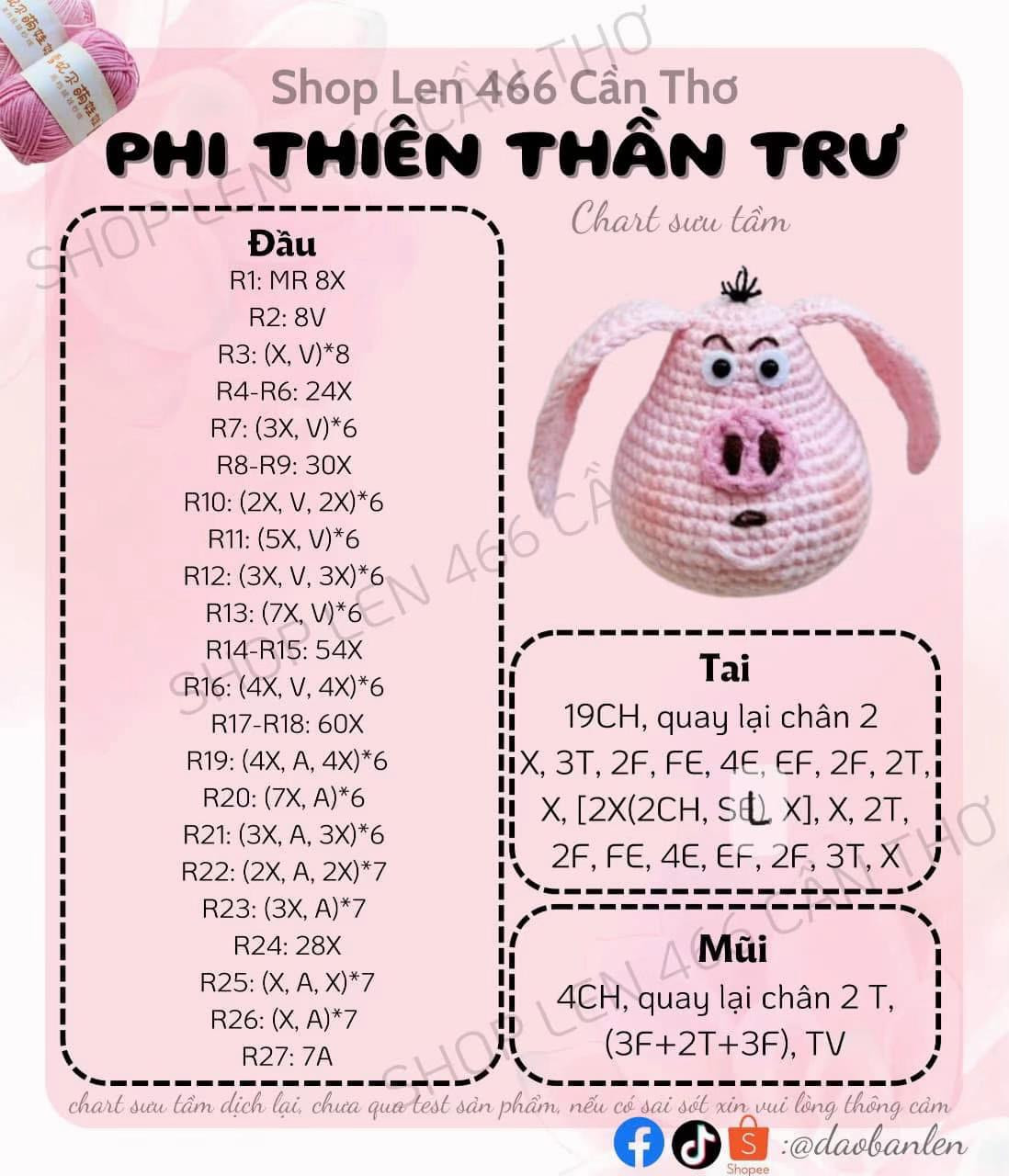 chart móc Phi Thiên Thần Trư