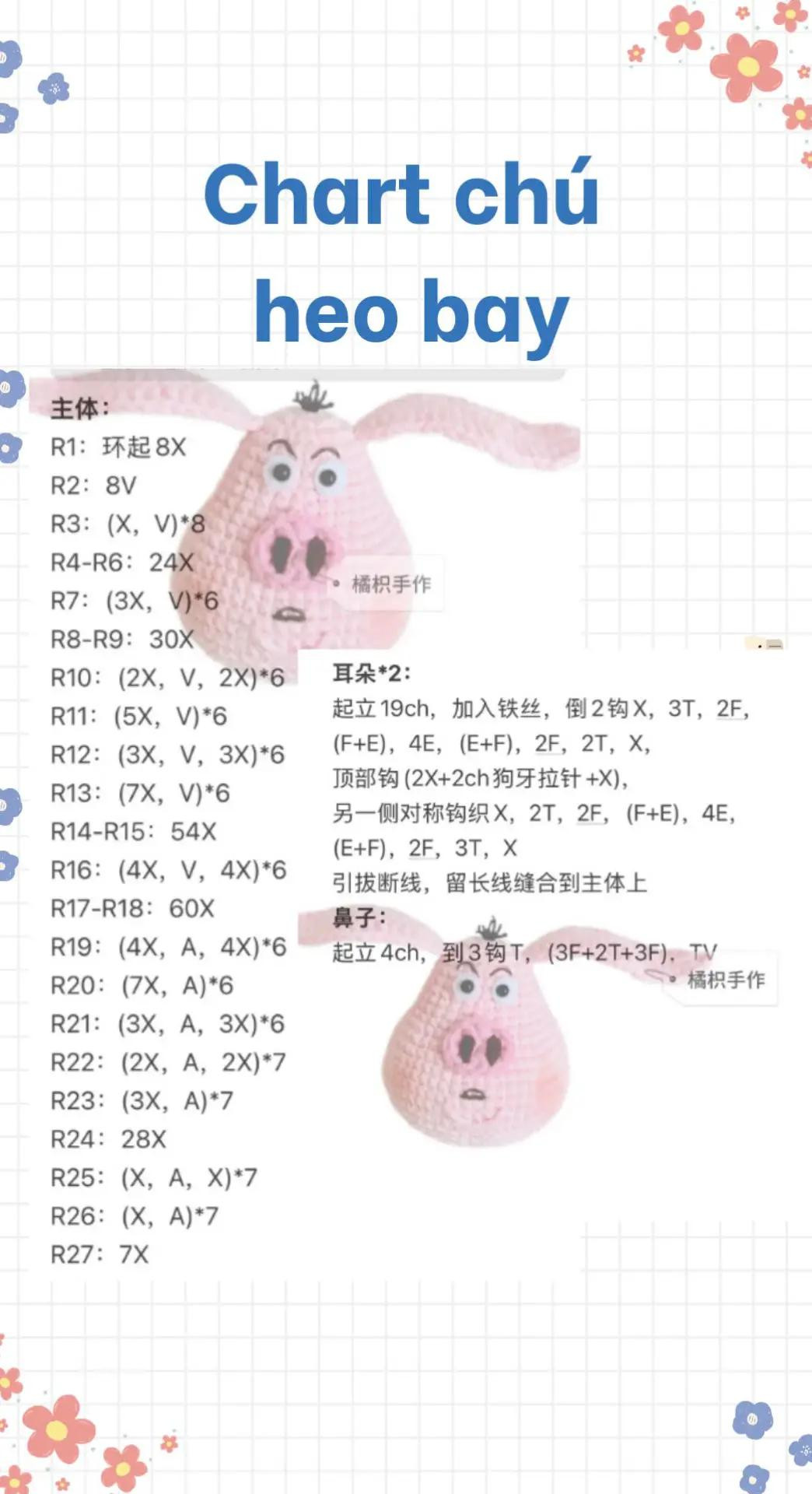 chú heo bay, hoa cúc ping pong, larva mini, rùa mini mai dâu tây, trái tim.