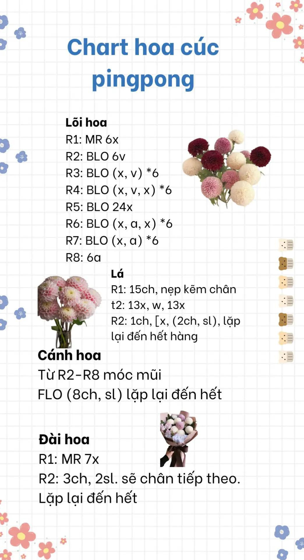 chú heo bay, hoa cúc ping pong, larva mini, rùa mini mai dâu tây, trái tim.