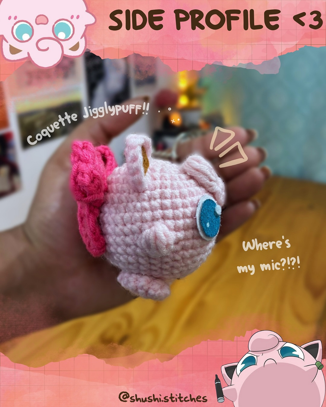 🌟🍓 Coquette Jigglypuff Crochet Pattern 🍓🌟