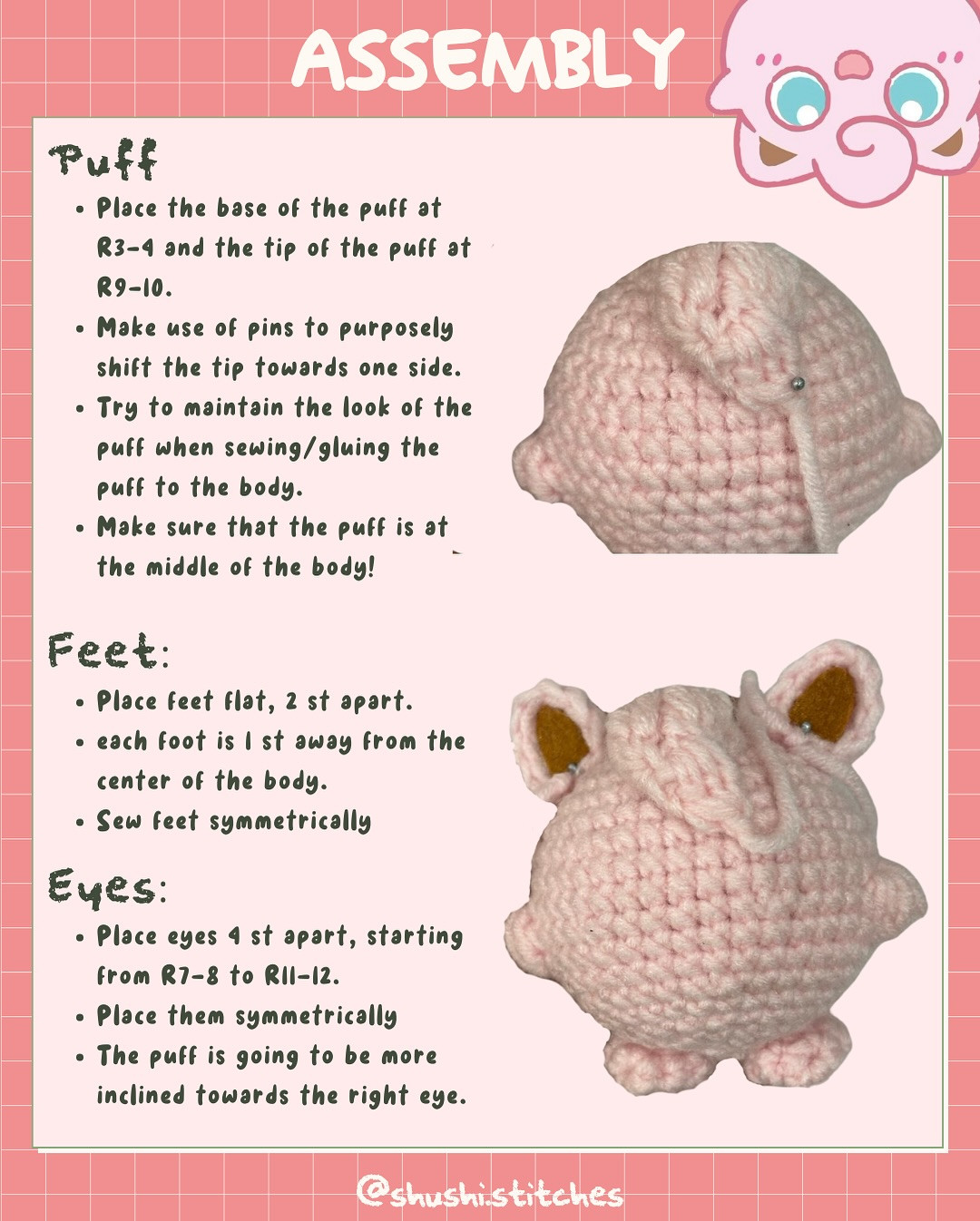 🌟🍓 Coquette Jigglypuff Crochet Pattern 🍓🌟