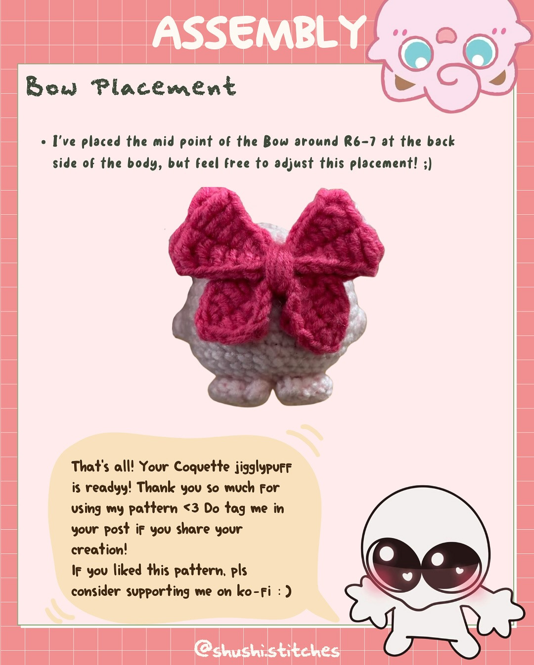 🌟🍓 Coquette Jigglypuff Crochet Pattern 🍓🌟