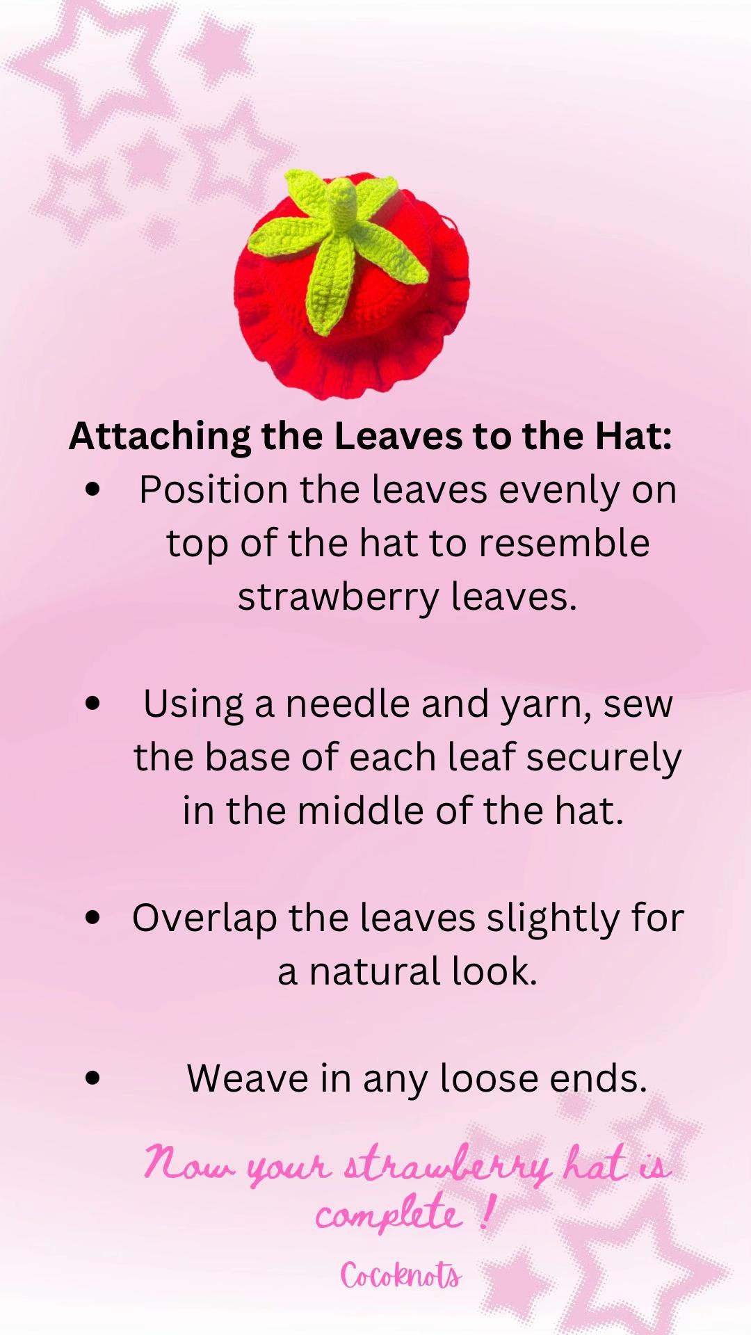 Crochet free strawberry hat for toddlers and adults sizing