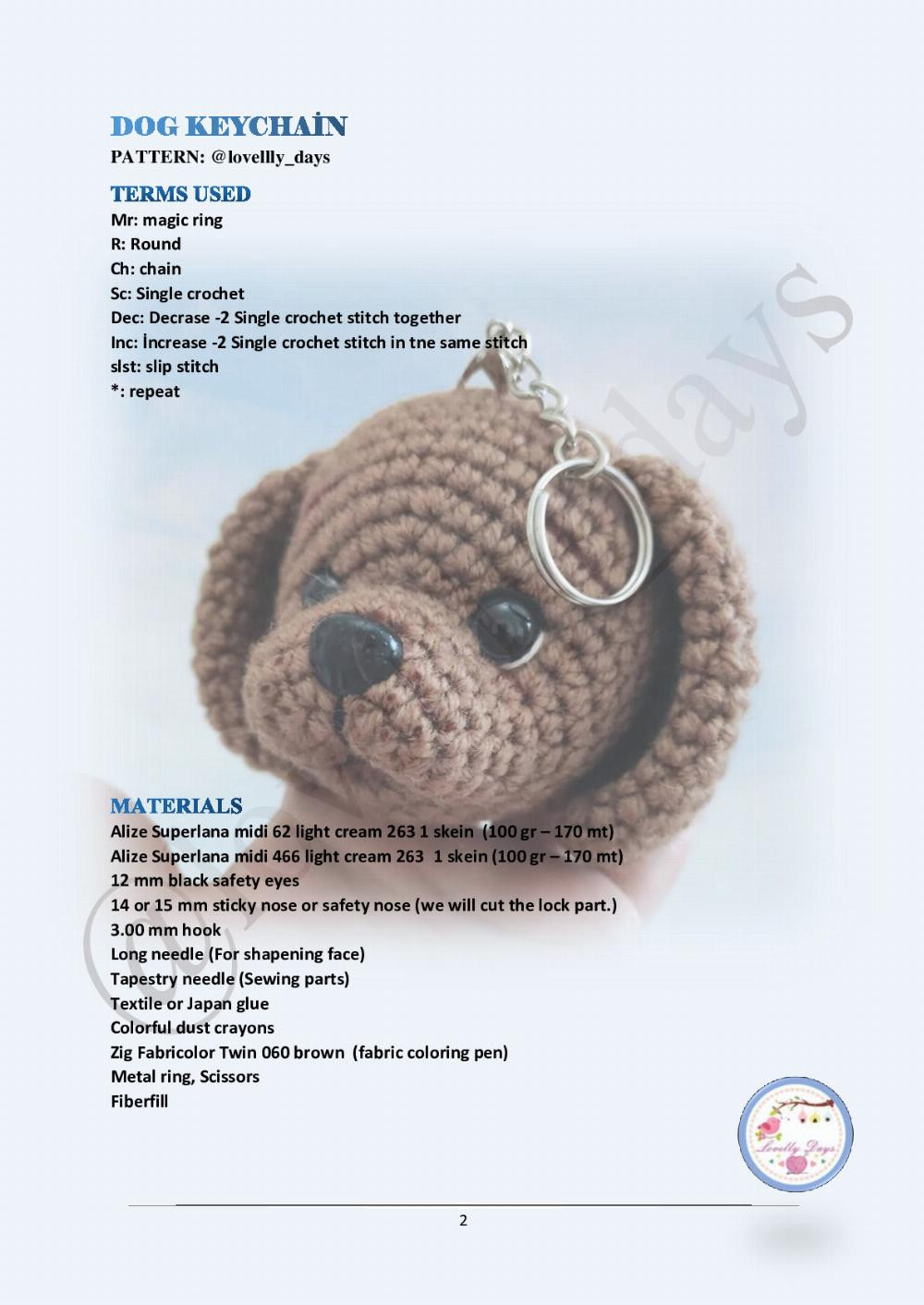 crochet pattern dog keychain