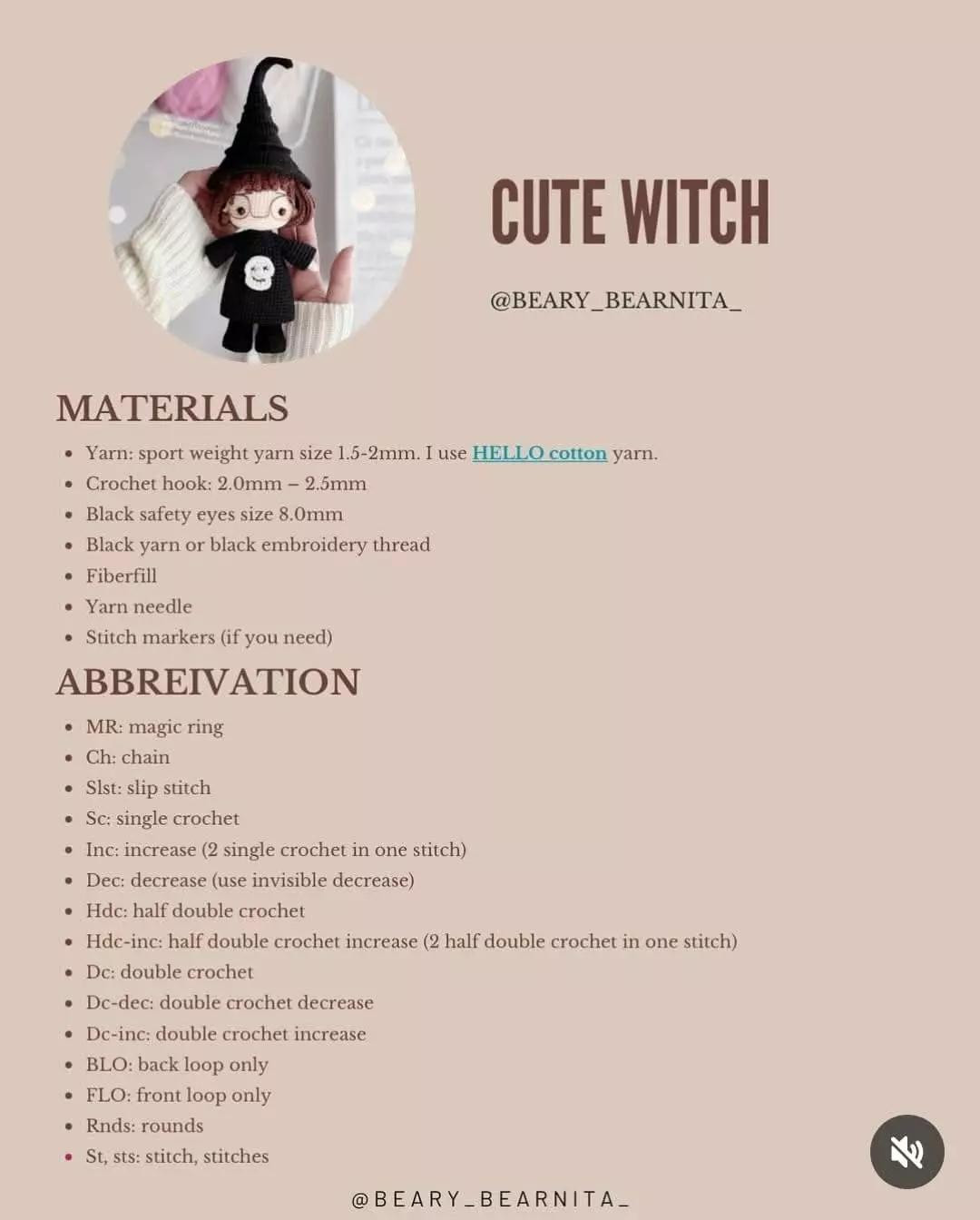 cute witch crochet pattern