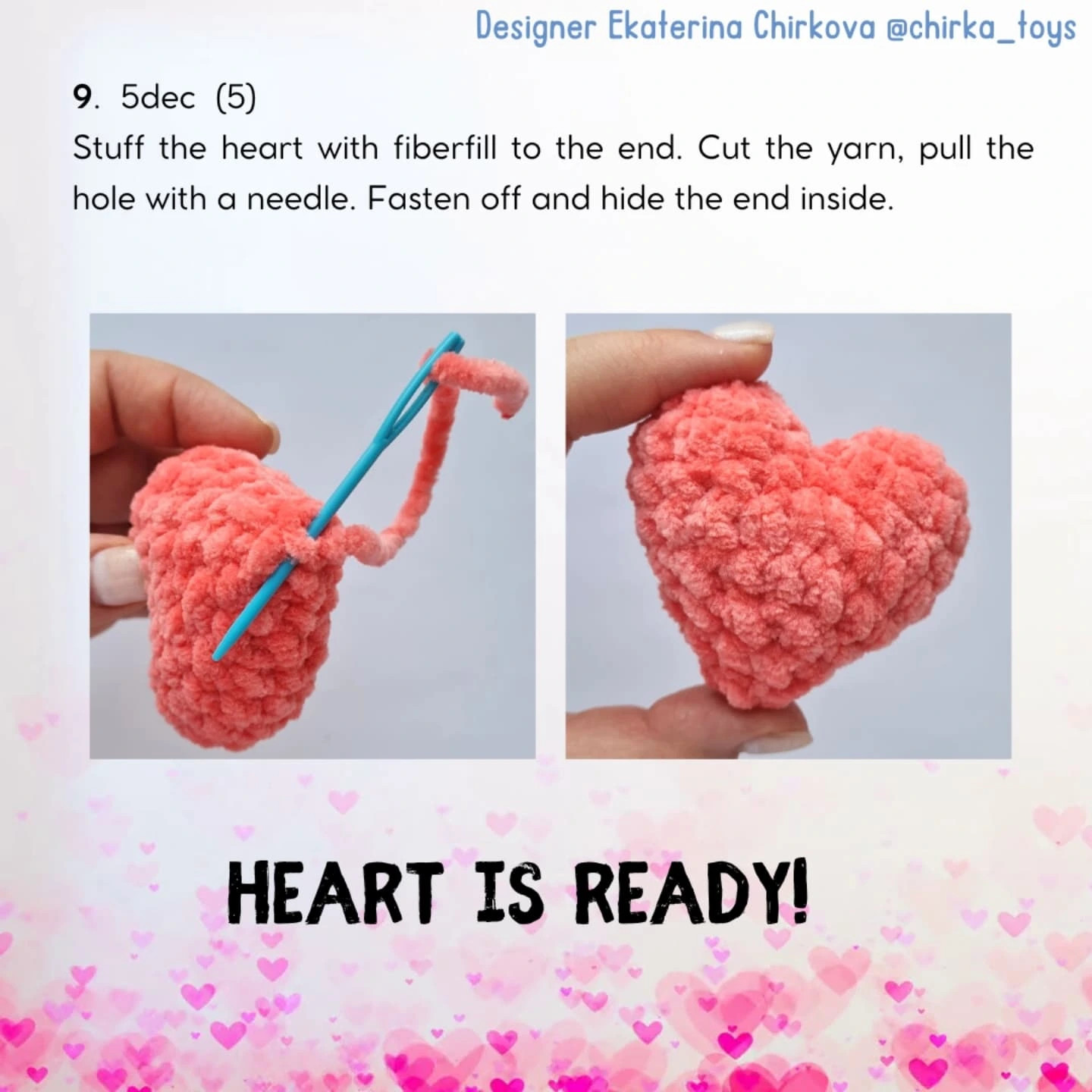 Free crochet pattern "pink HEART" 💜💗💛💚💙