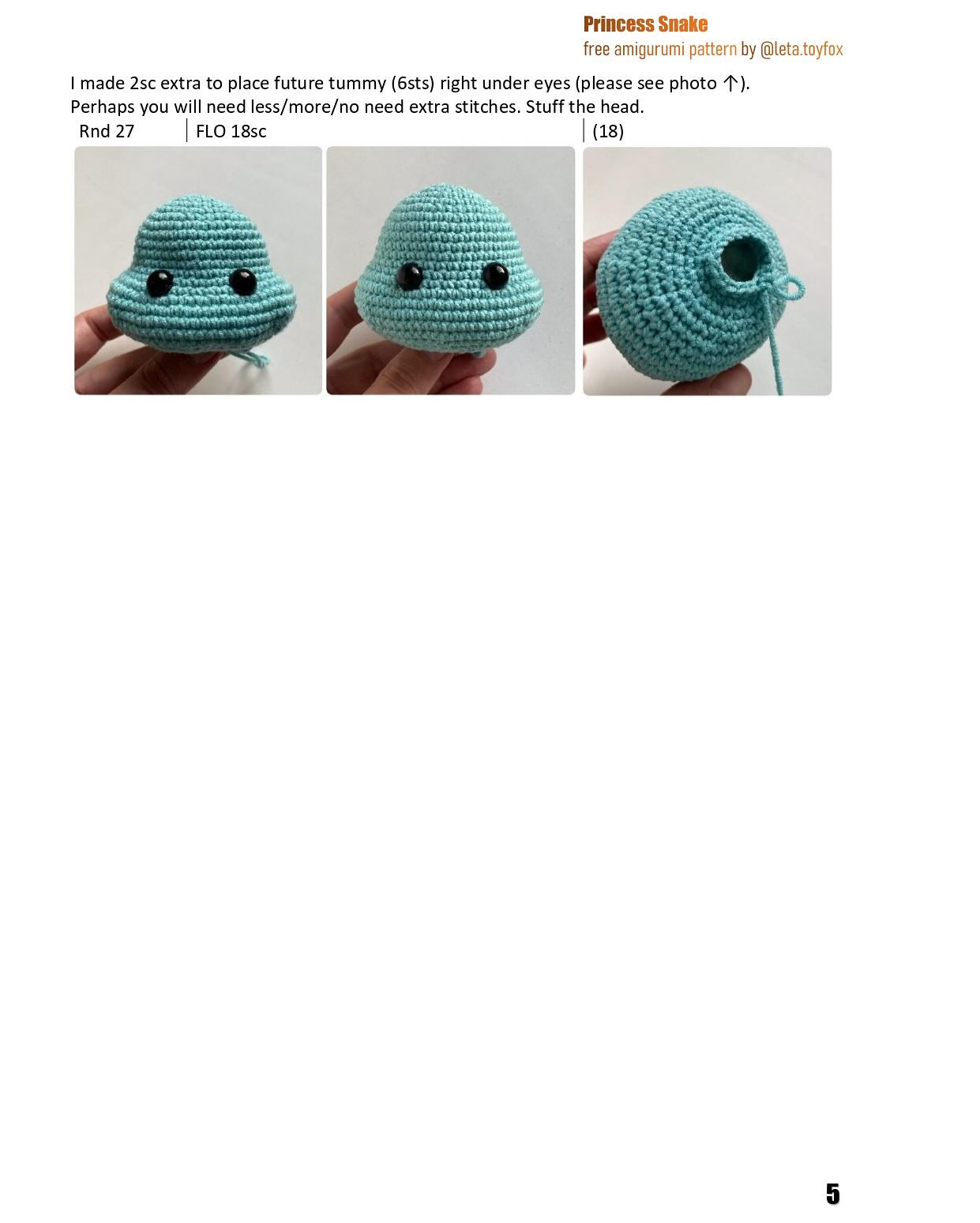 free crochet pattern princess snake