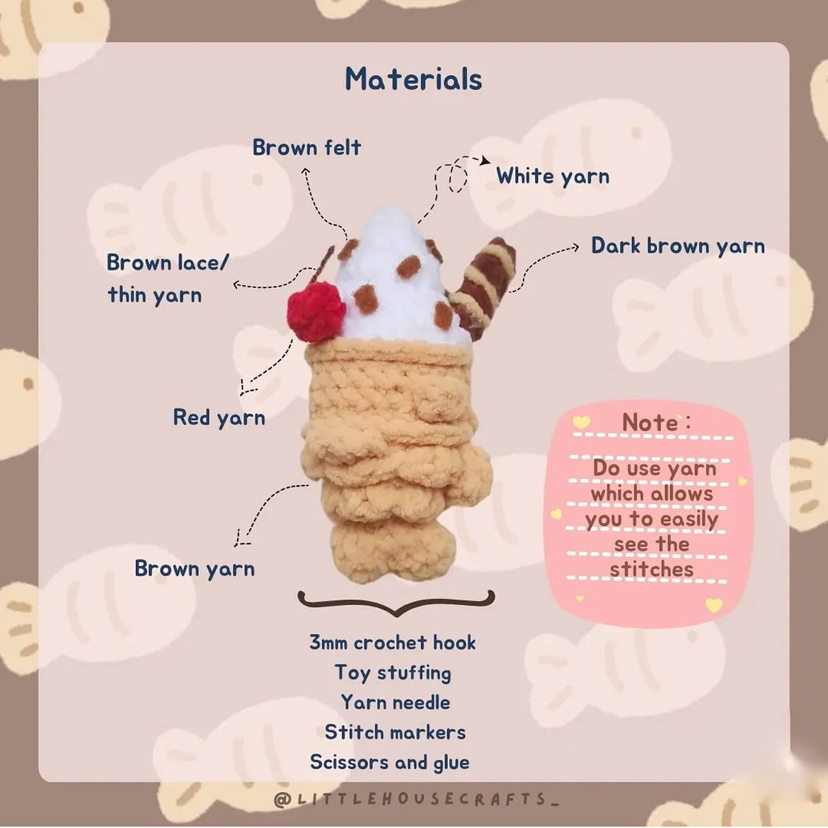 FREE CROCHET PATTERN TAIYAKI ICE CREAM