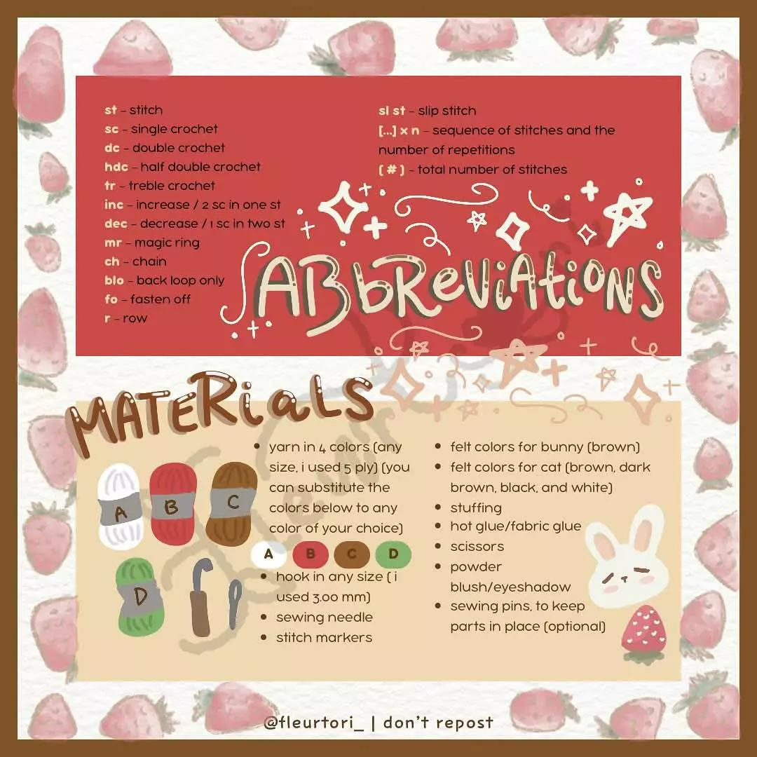 free pattern 2 in 1 strawbunni straw meowry