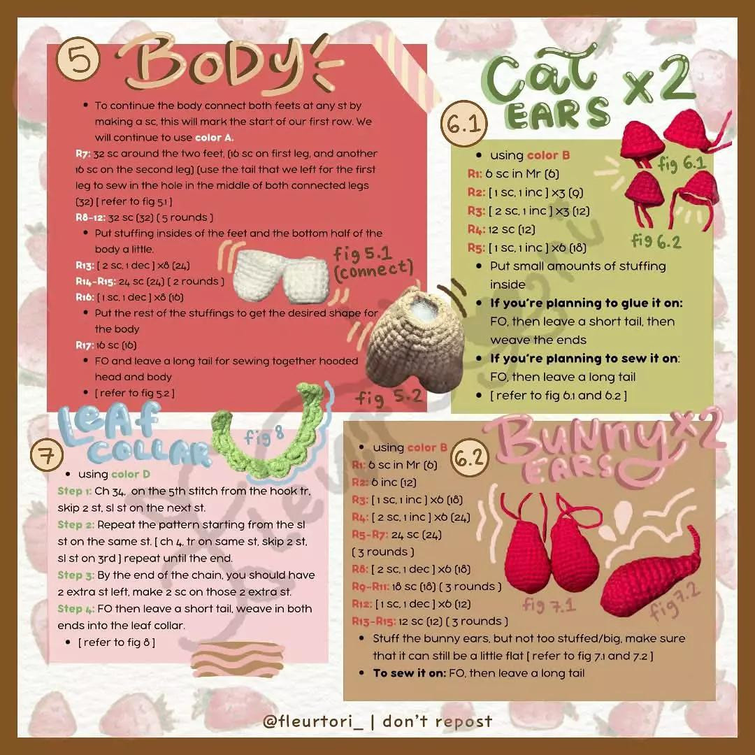 free pattern 2 in 1 strawbunni straw meowry