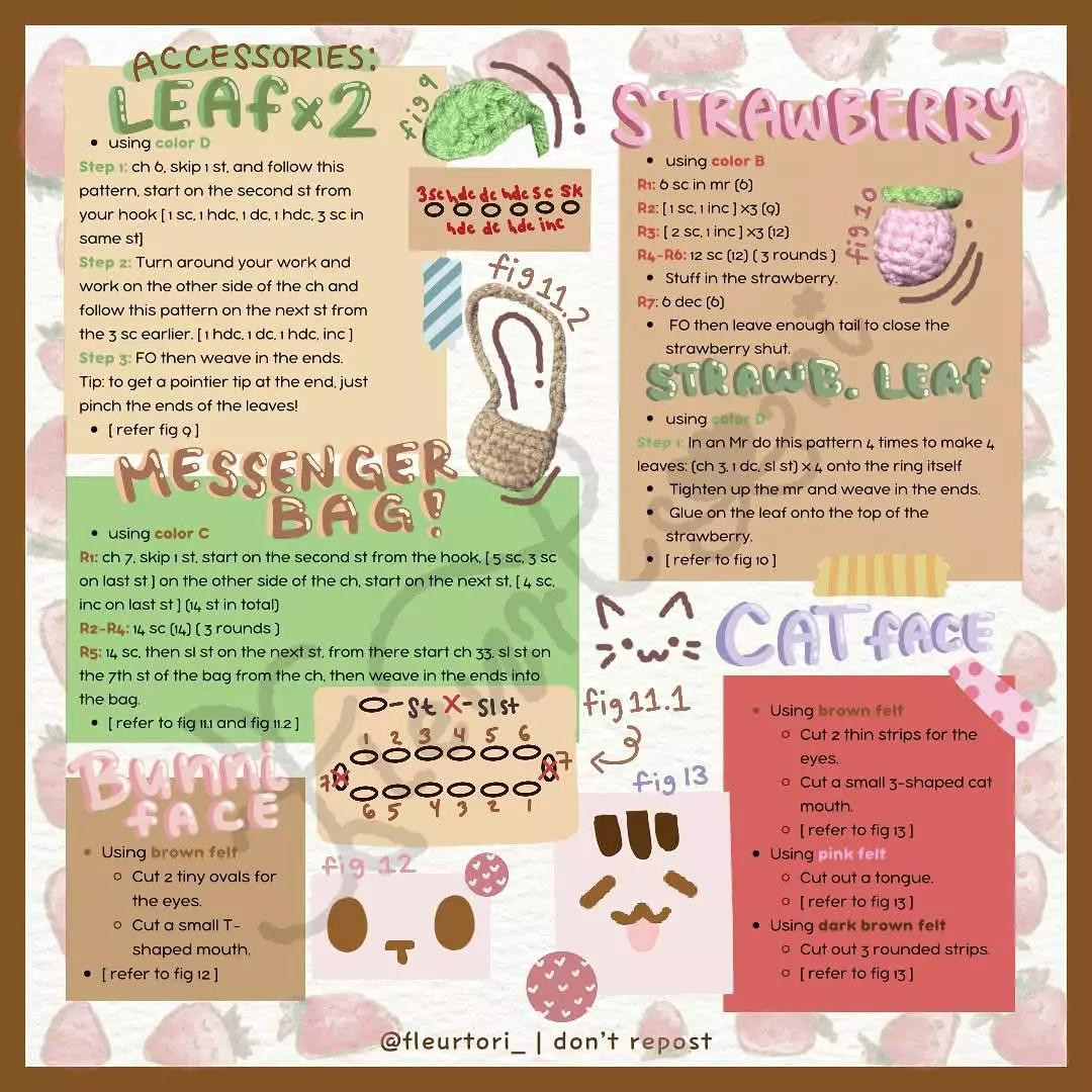 free pattern 2 in 1 strawbunni straw meowry