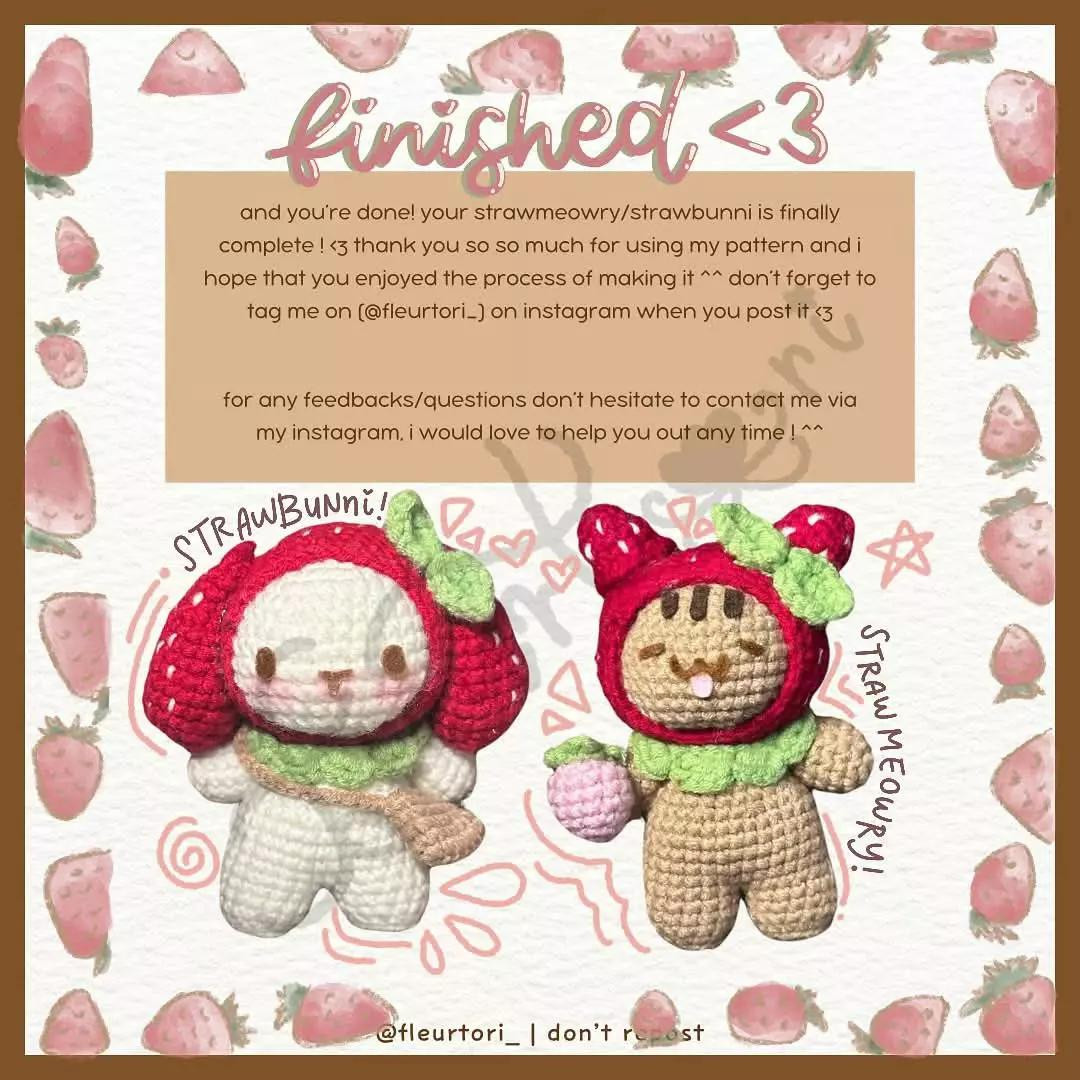 free pattern 2 in 1 strawbunni straw meowry