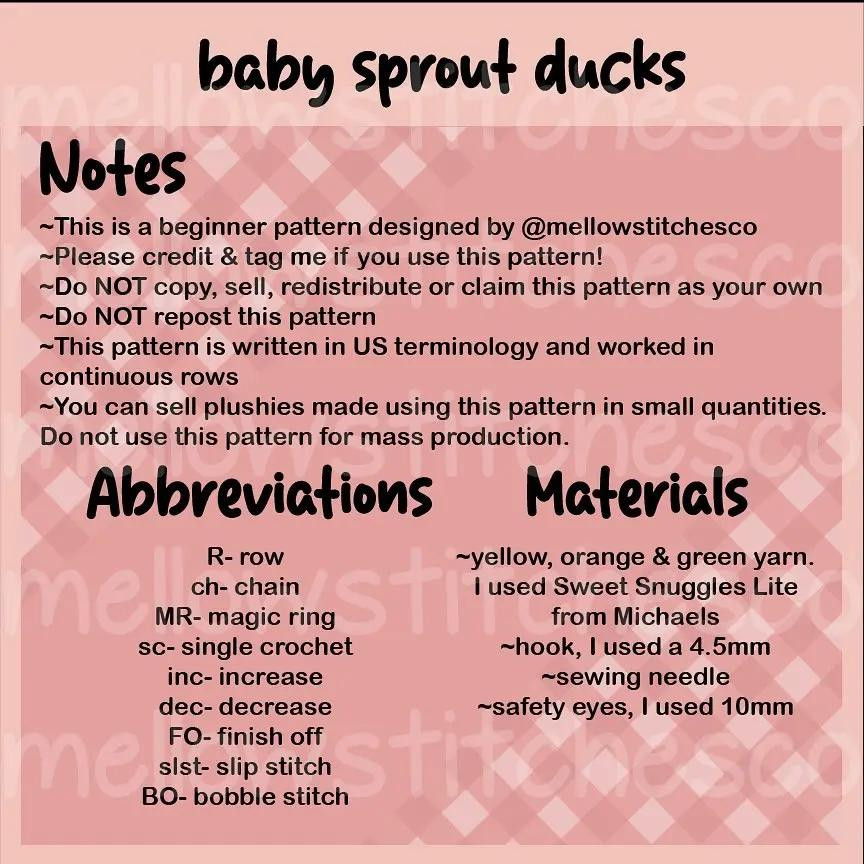 Free pattern Baby Sprout Duck