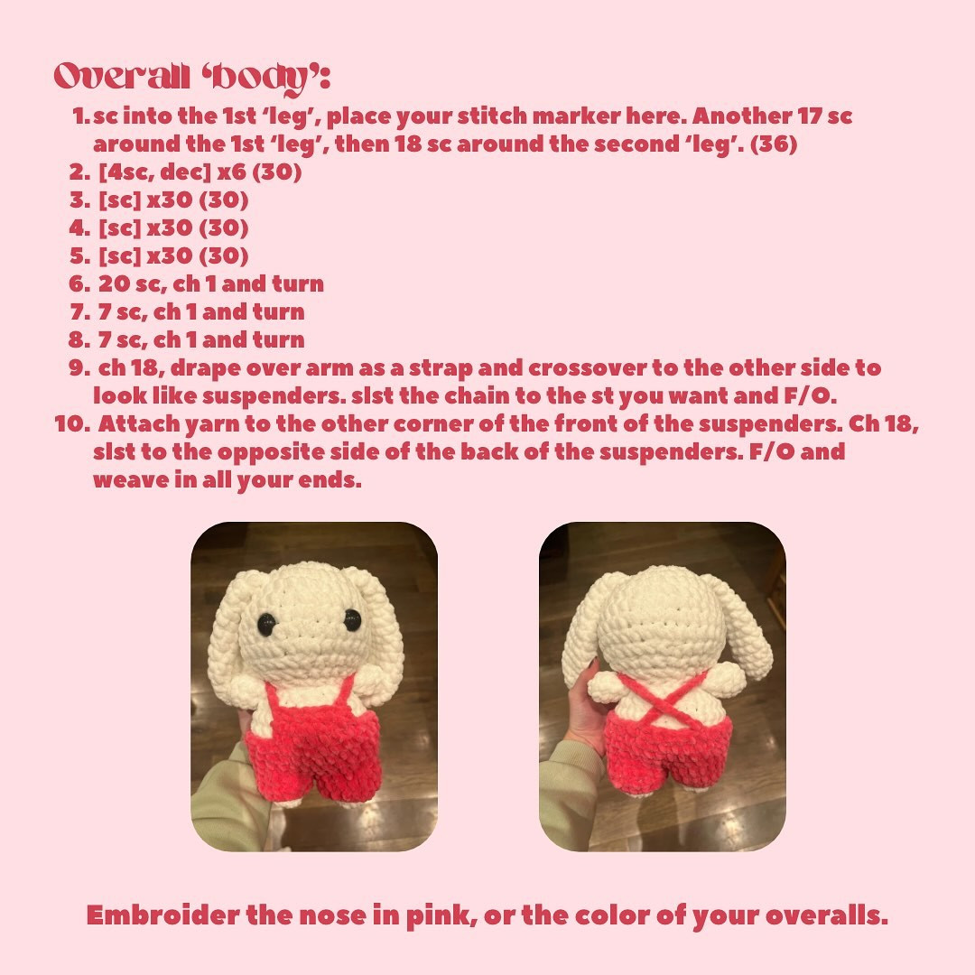 free pattern bunny in overall