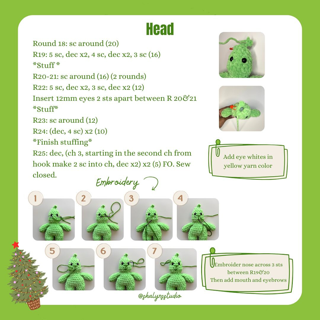 free pattern green holiday grump