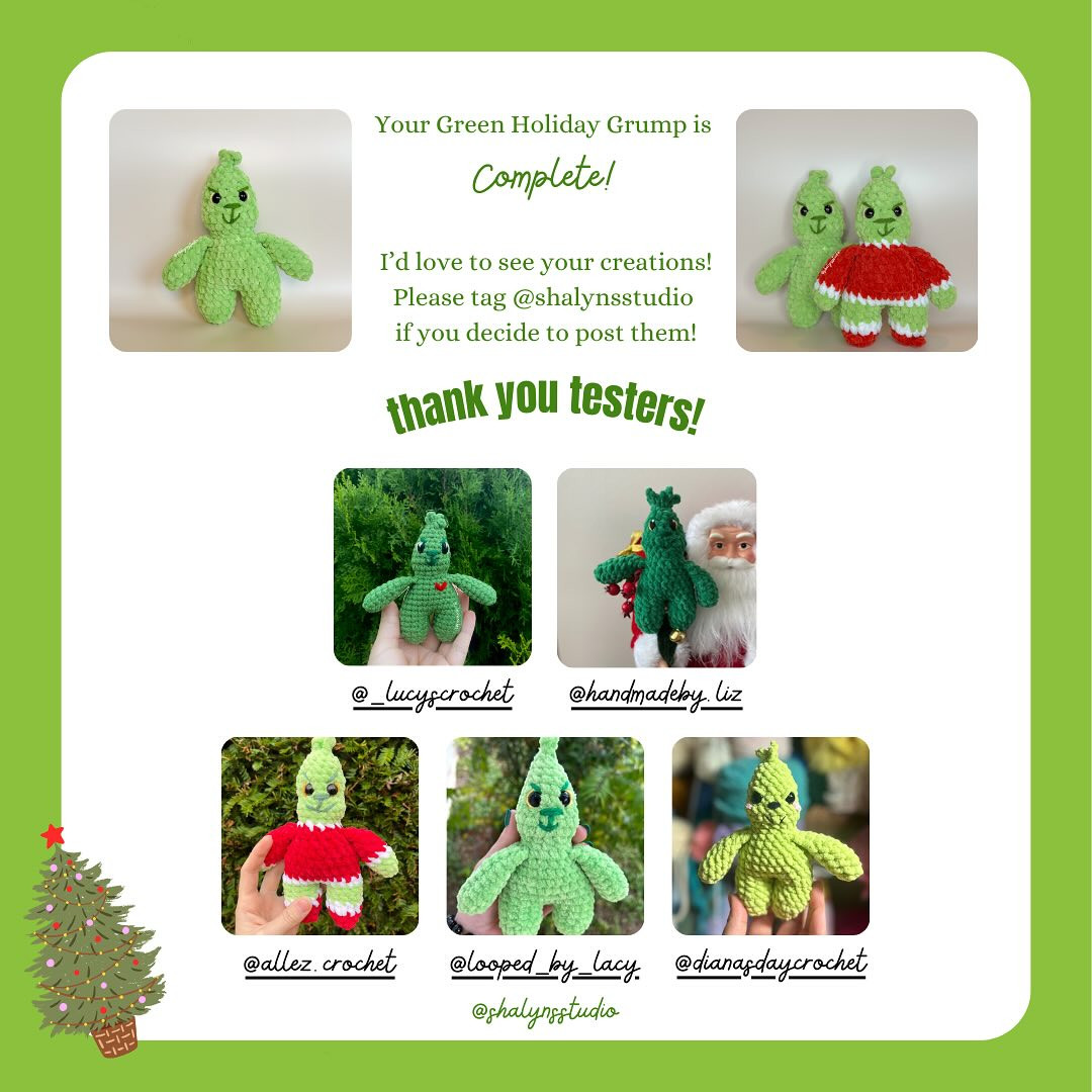 free pattern green holiday grump