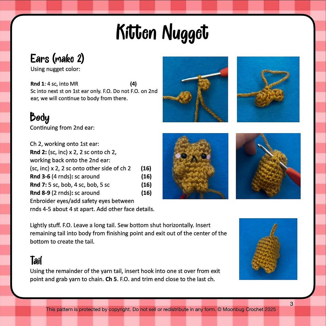 FREE PATTERN KITTEN NUGGETS & FRIES