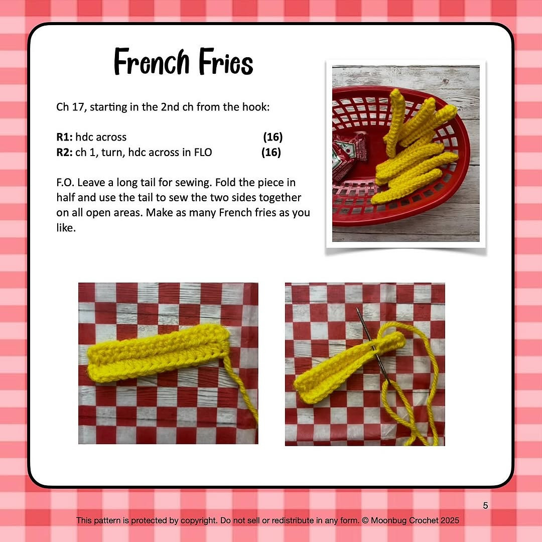 FREE PATTERN KITTEN NUGGETS & FRIES