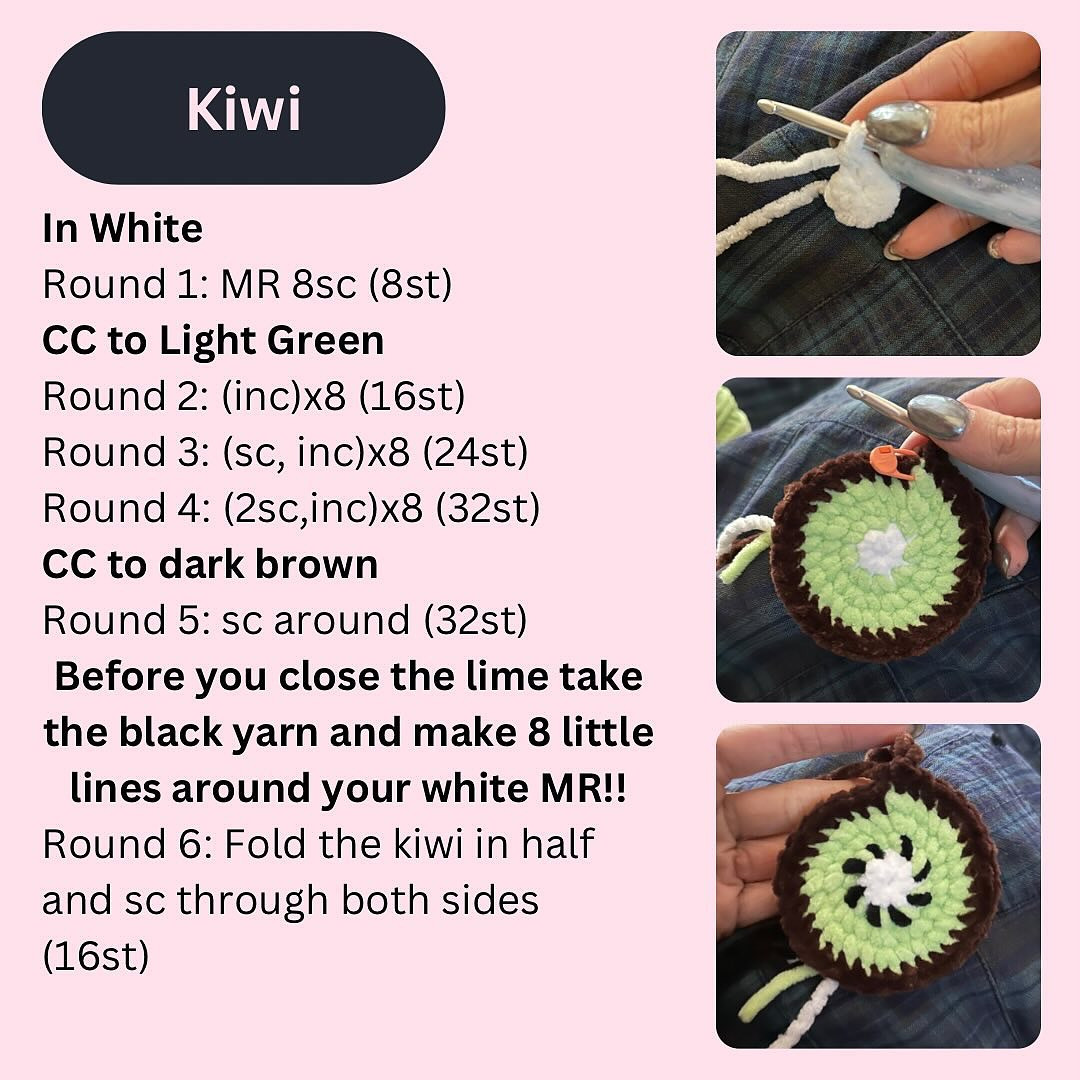 free pattern kiwi keychain