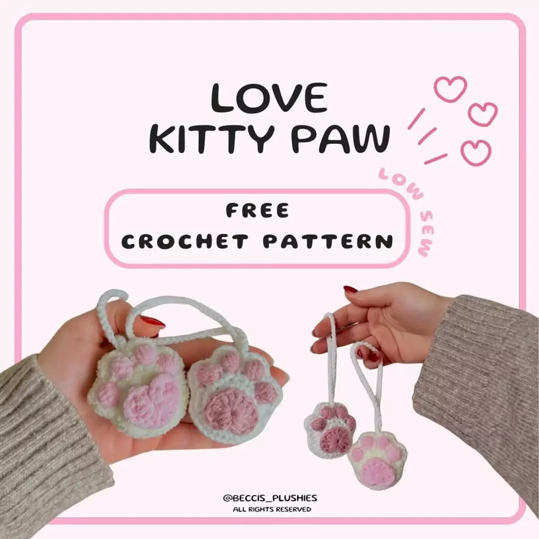 free pattern love kitty paw