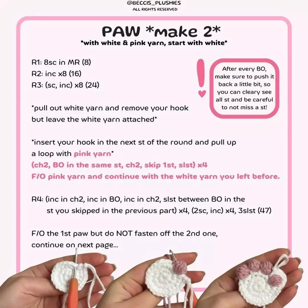 free pattern love kitty paw