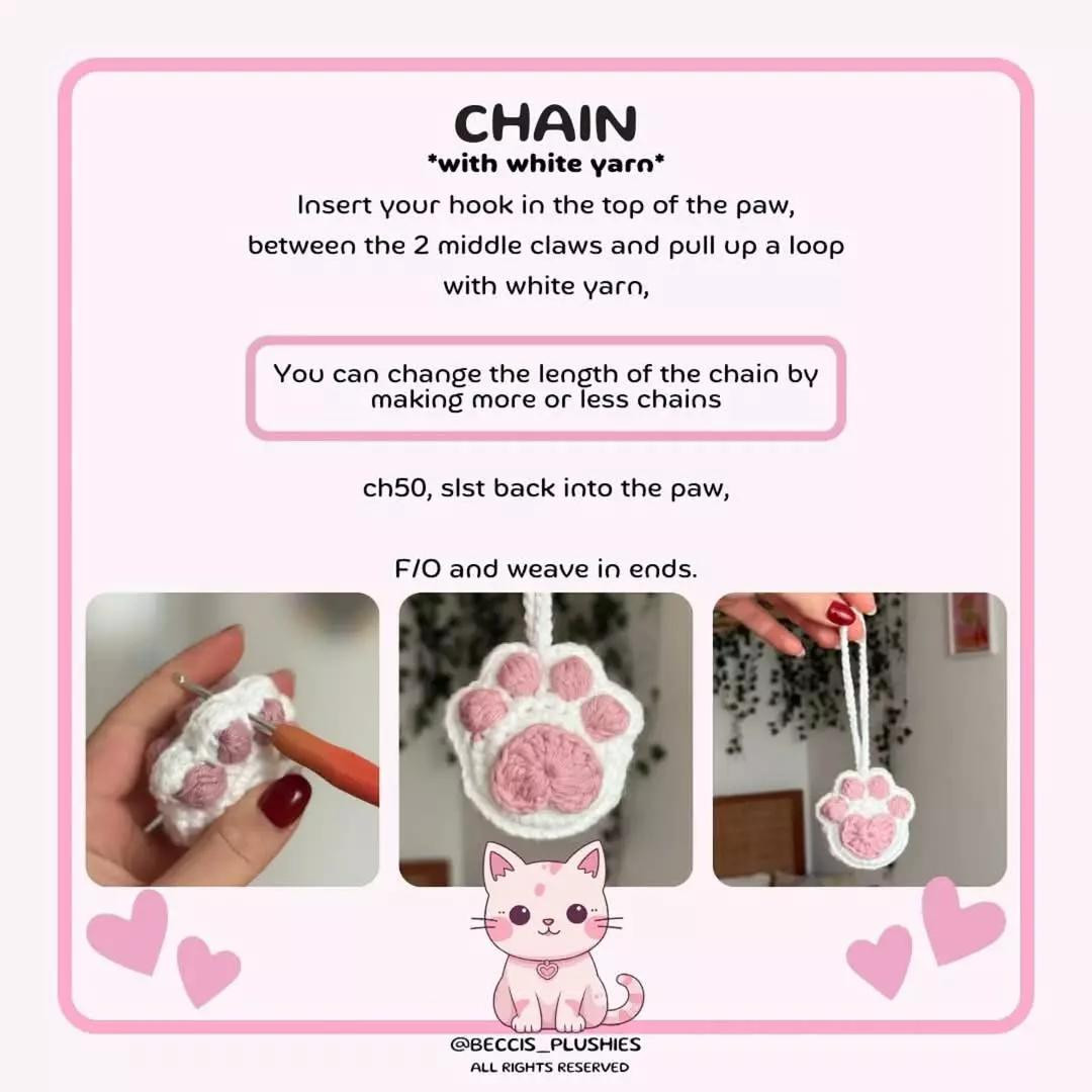 free pattern love kitty paw