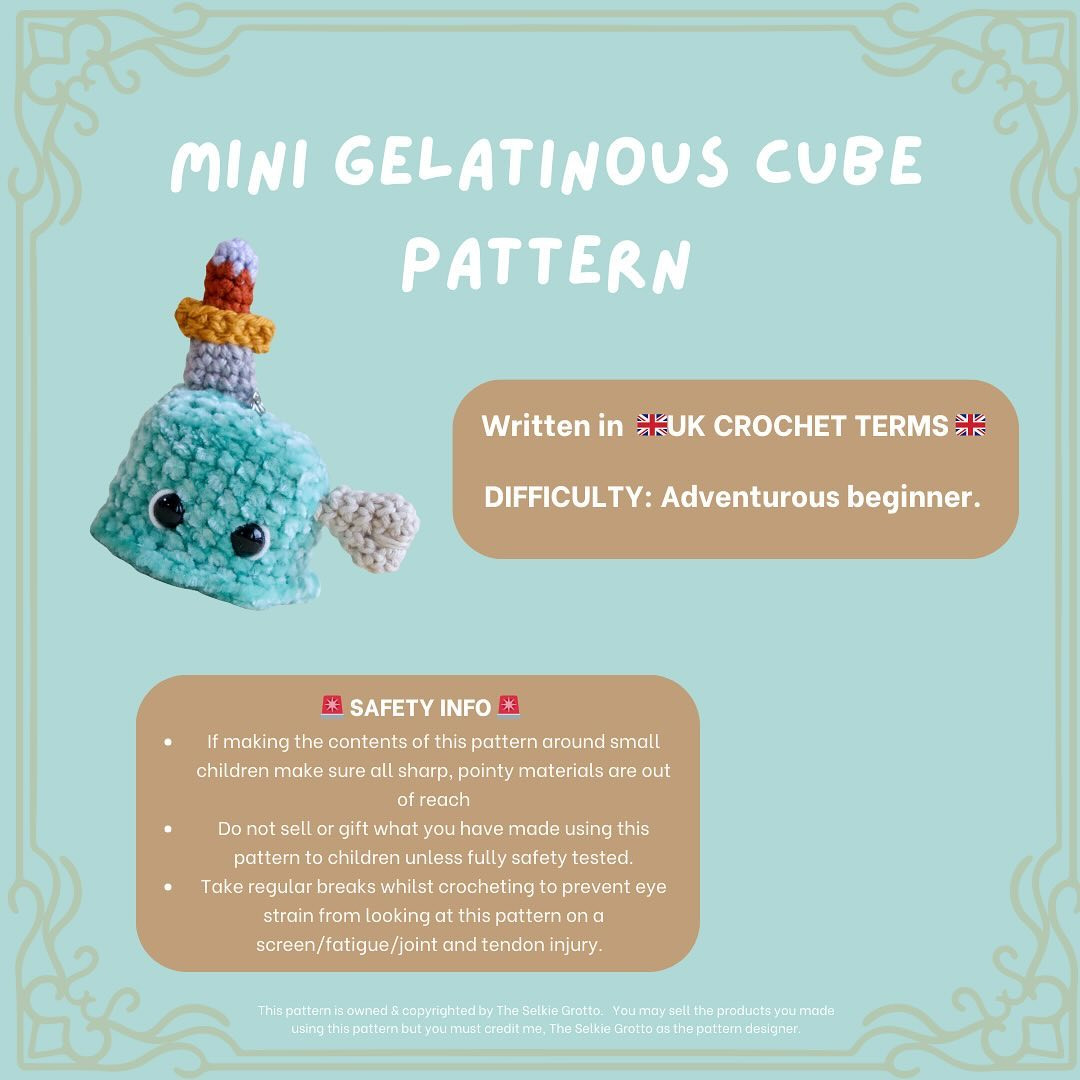 free pattern mini gelatinous cube + festive add - on