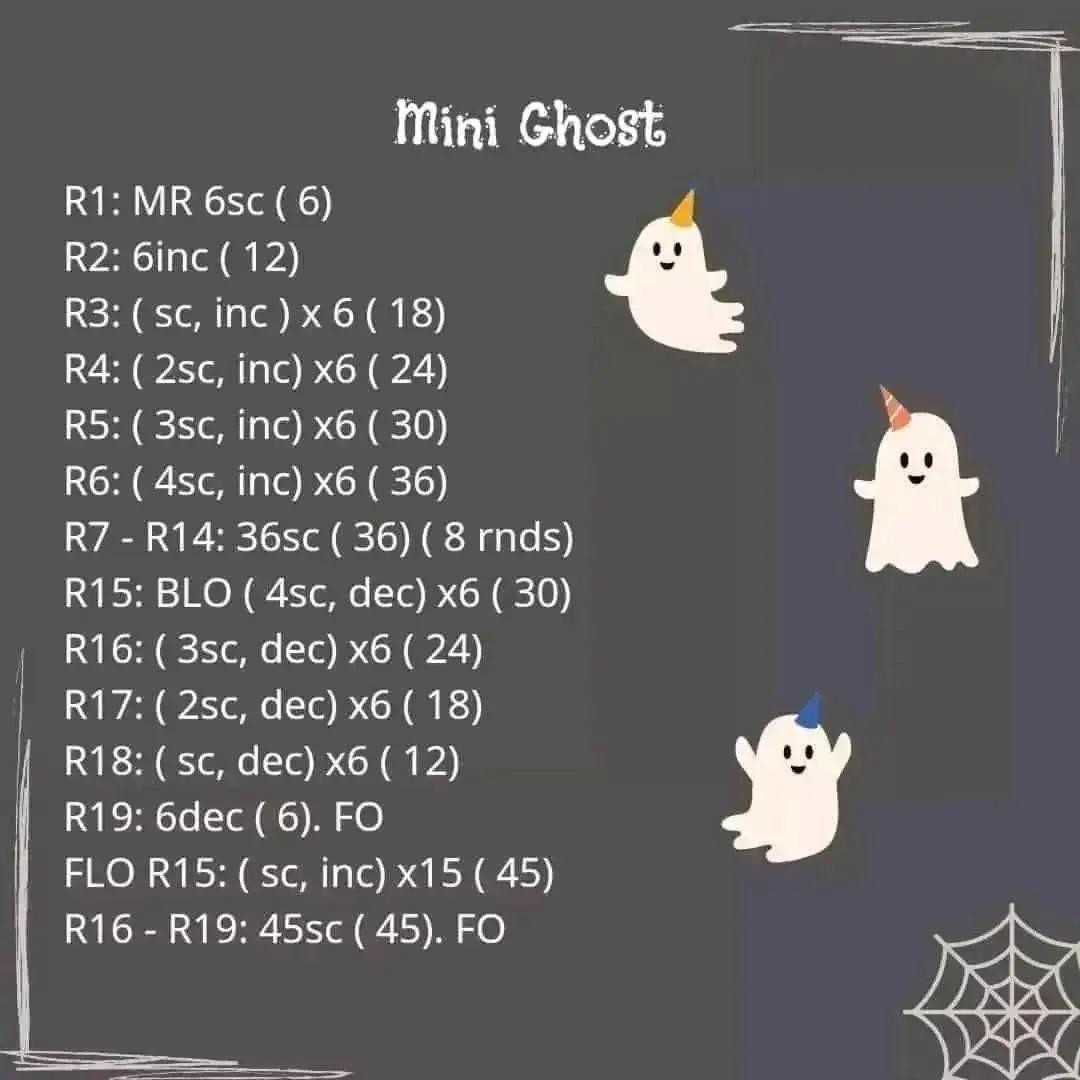 free pattern mini ghost, witch hat