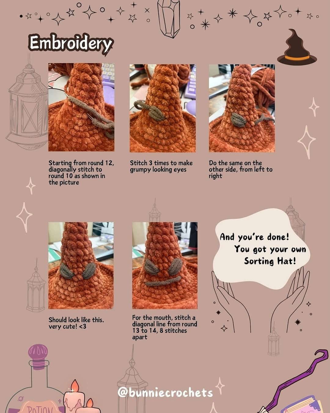 free pattern mini sorting hat