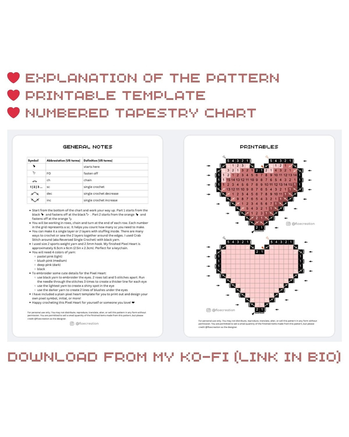 FREE pattern Pixel Heart for the coming Valentine’s Day ❤️