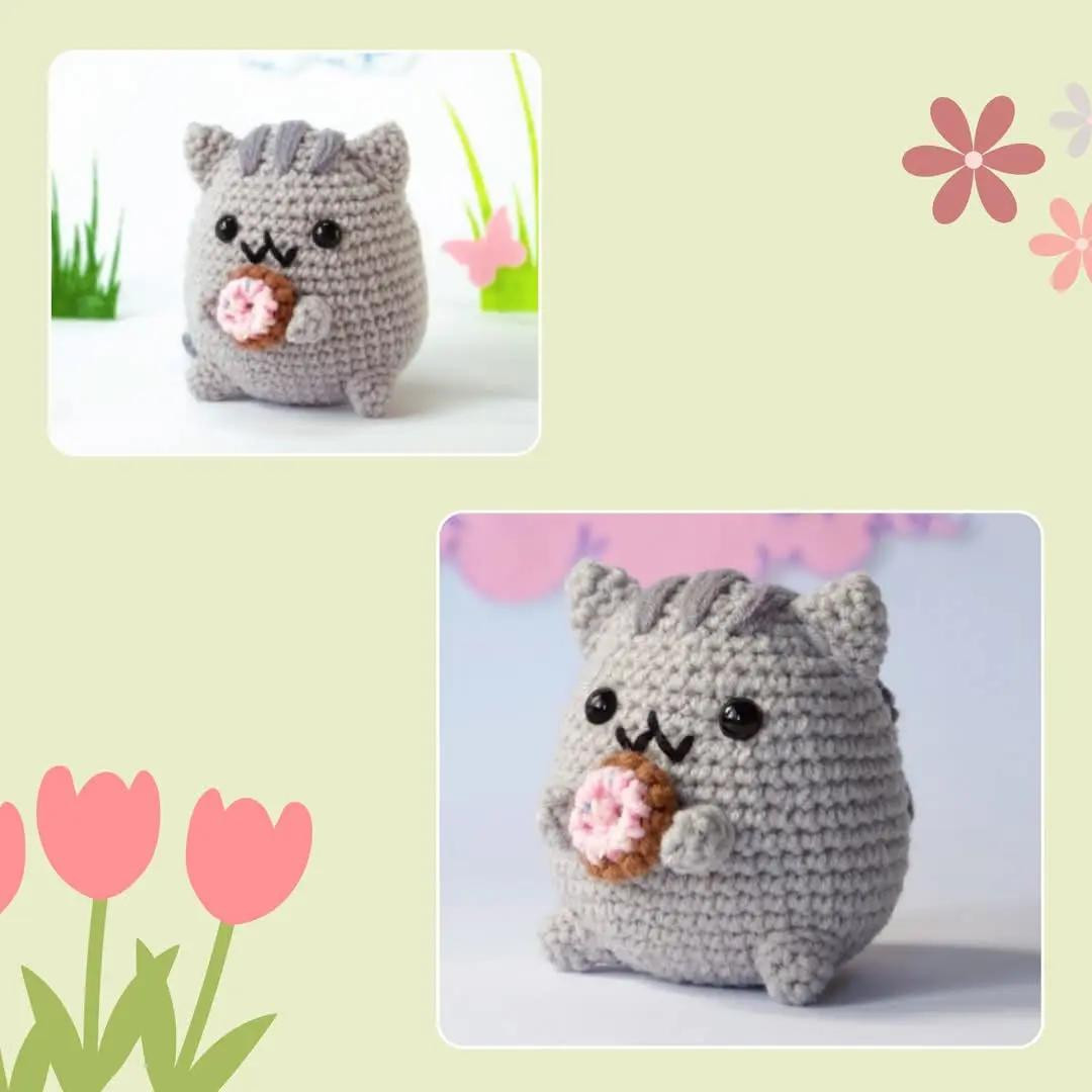 free pattern pusheen cat with donut