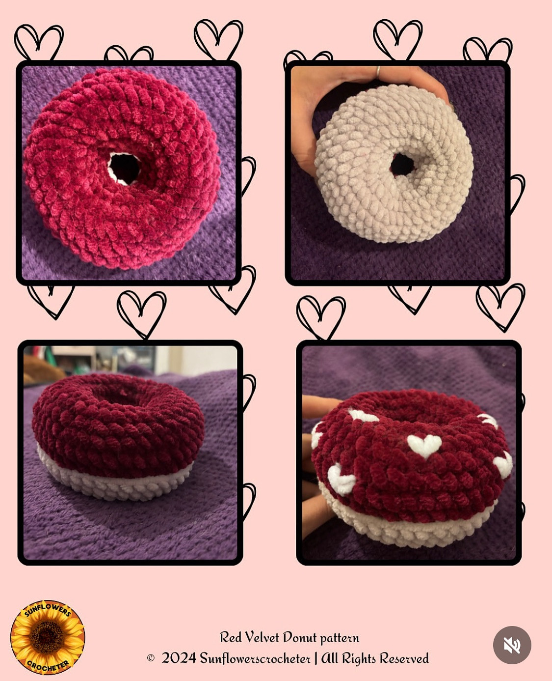 free pattern red velvet donut